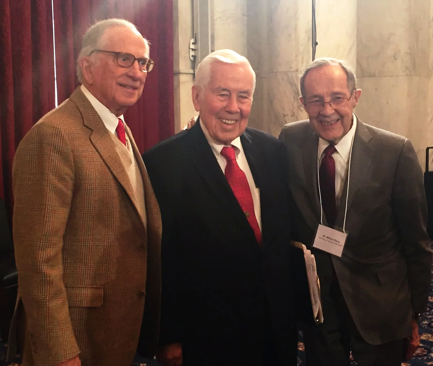 Sam Nunn, Richard Lugar, and William Perry at the Nunn-Lugar award ceremony