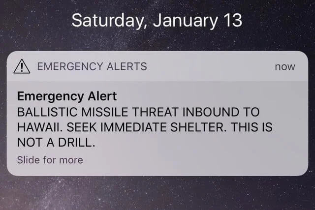 False warning alert sent out to Hawaiians