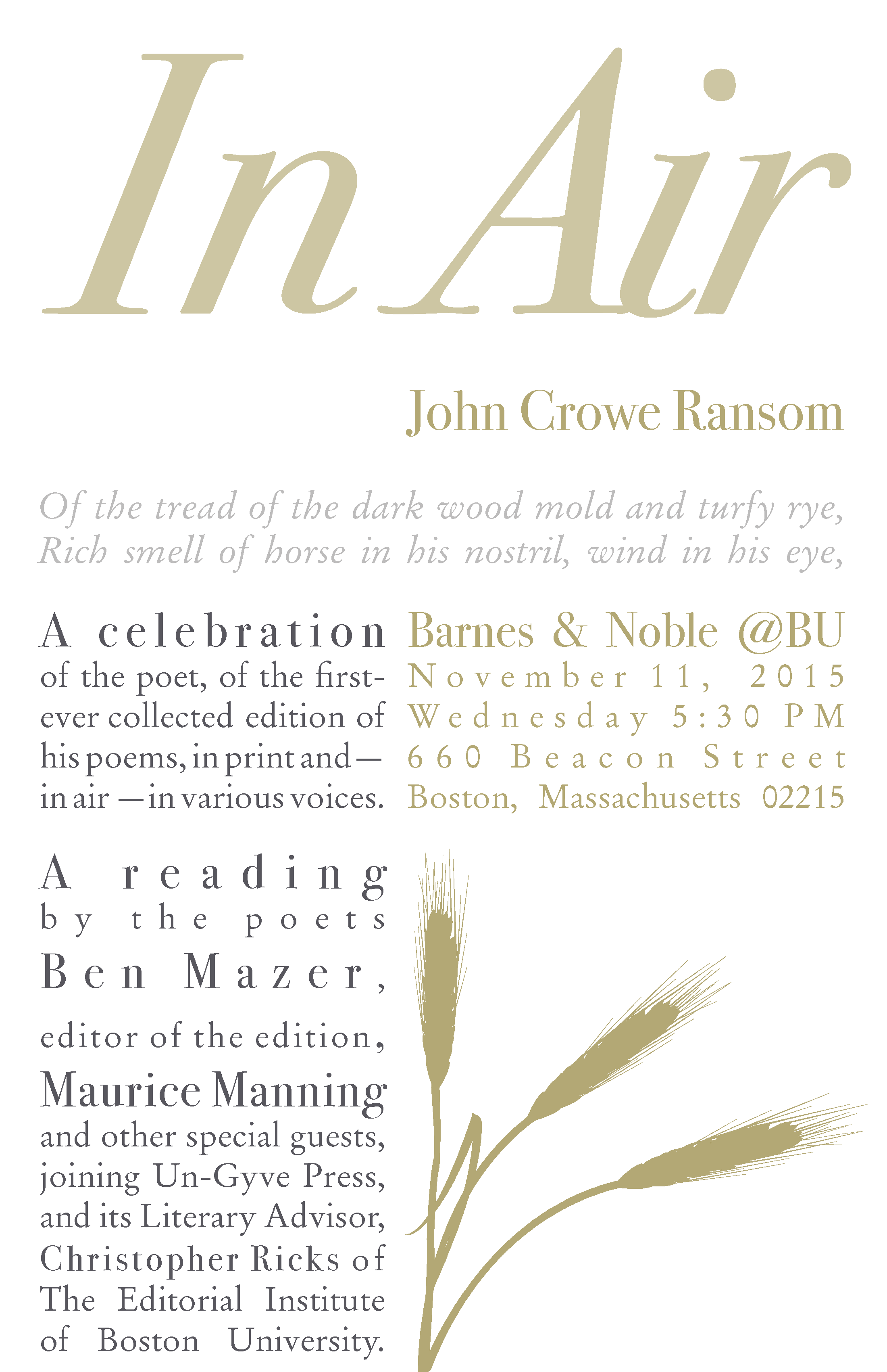 In Air: John Crowe Ransom 11/11/15