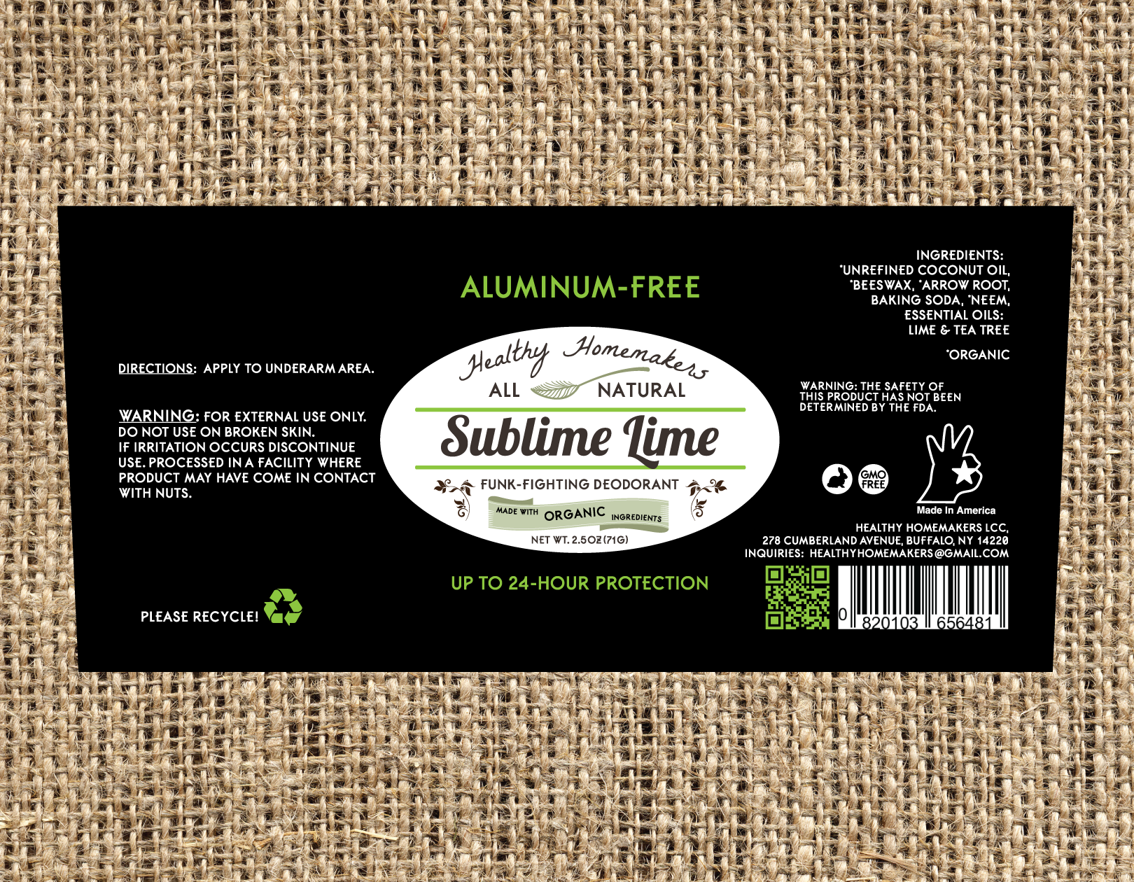 Sublime Lime - Aluminum Free Deodorant