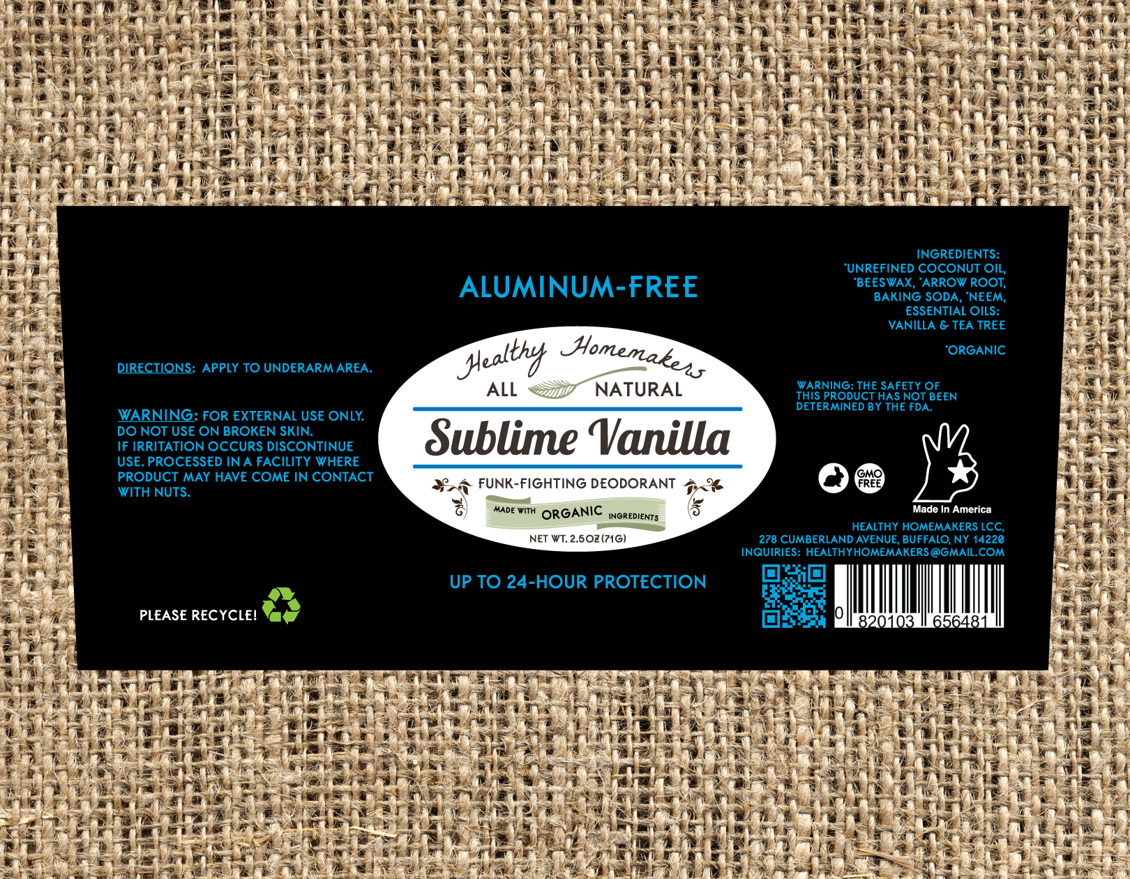 Sublime Vanilla - Aluminum Free Deodorant