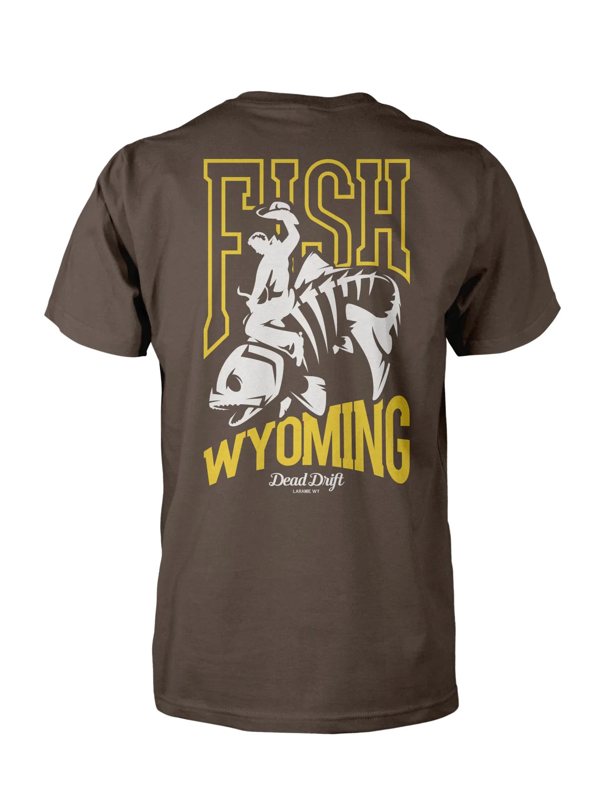 Dead-Drift-Fly-Fishing-Tee-Shirt-Back-Wyoming-Bucking-Trout-Brown.jpg