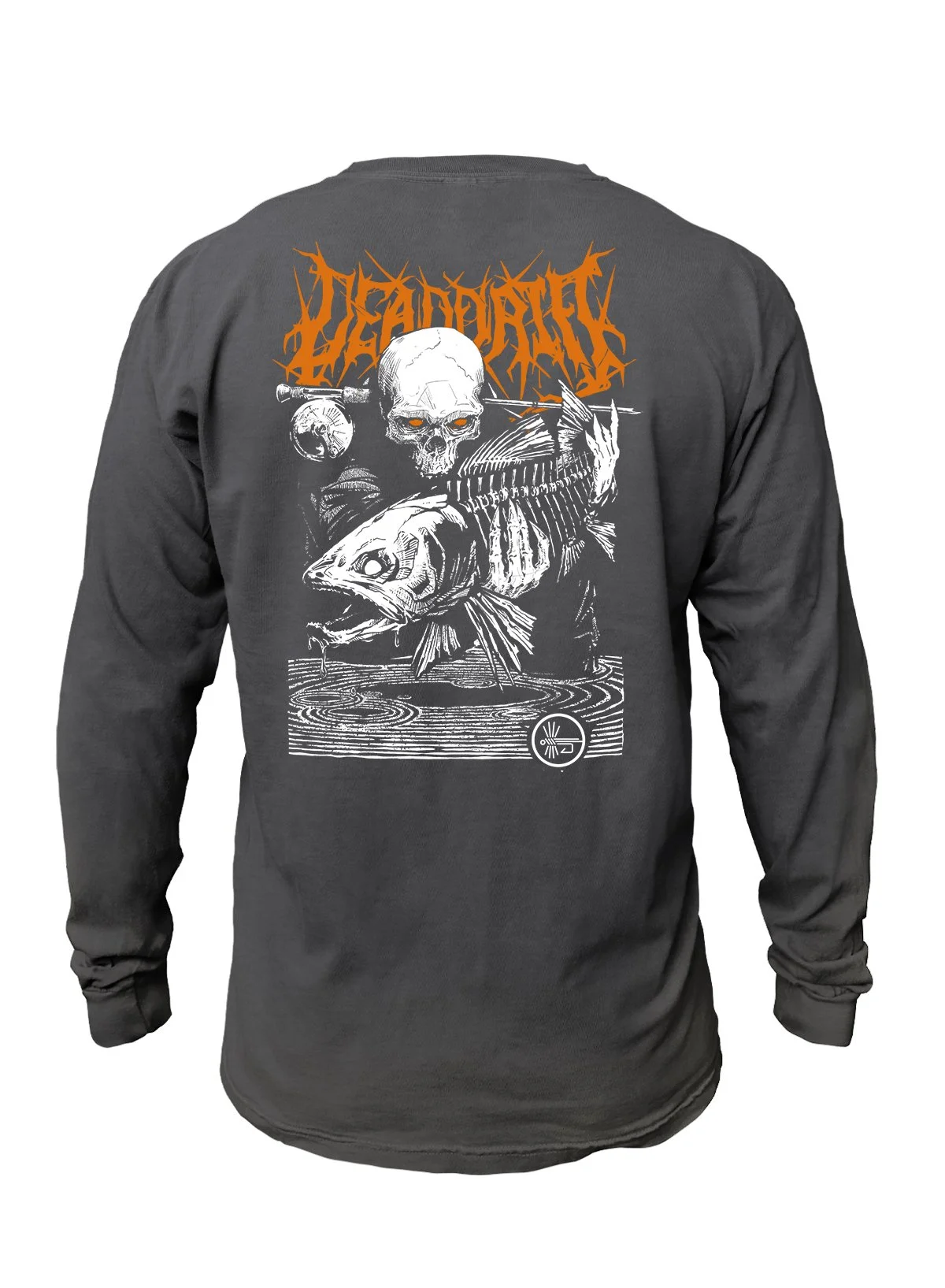 2026_Dead Drift Fly Fishing Long Sleeve Tee Shirt Back_HeavyMetal_Charcoal.jpg