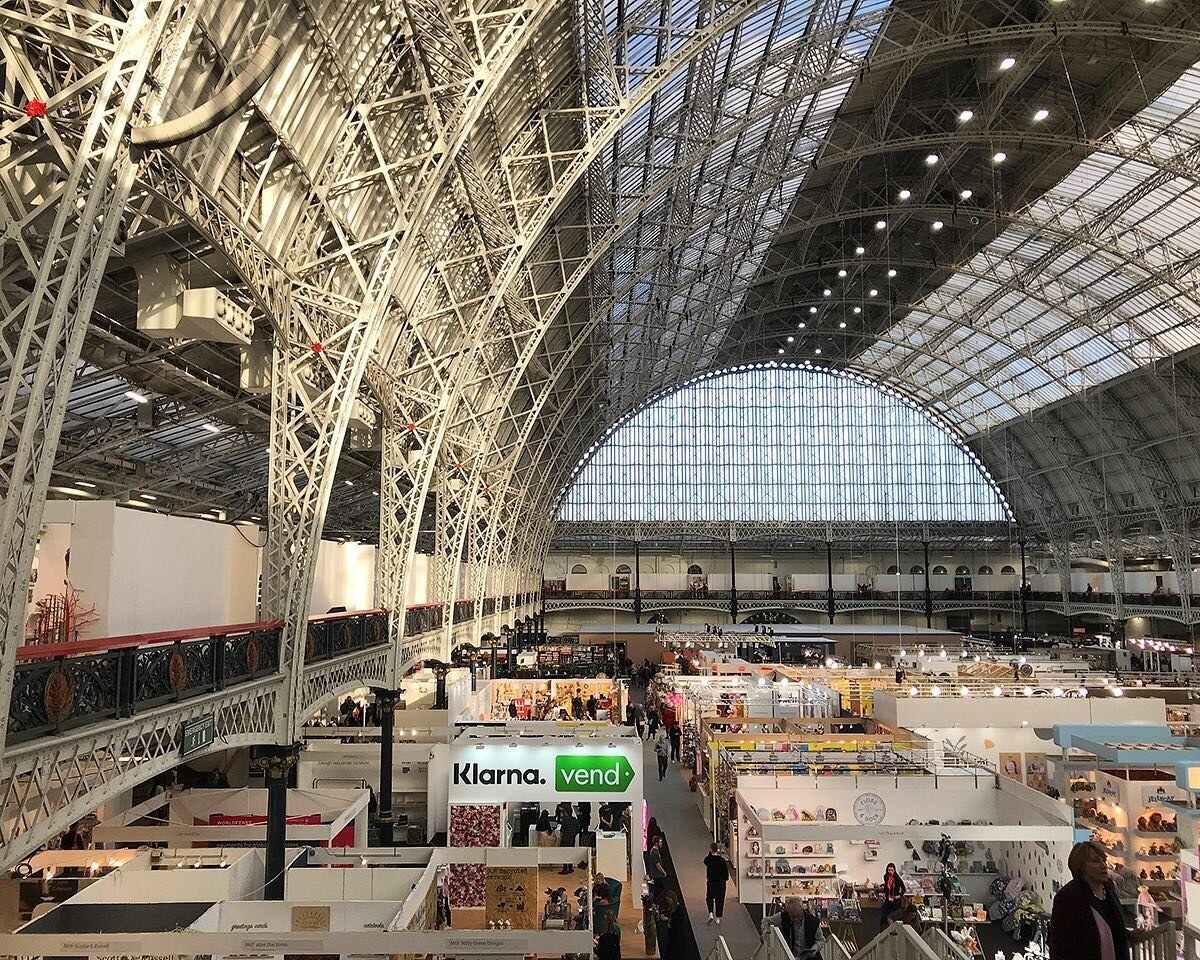 Olympia in light at Top Drawer, the UK&rsquo;s leading lifestyle trade event #topdrawer2020 #topdrawerlondon  #olympialondon #architecture #london