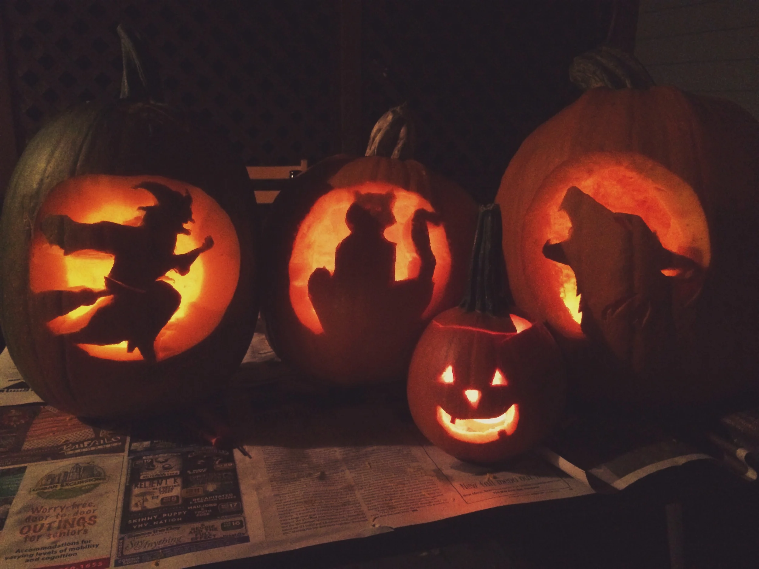 Pumpkins left to right - Marshal's, Jenni's, Ryan's, and mine :)