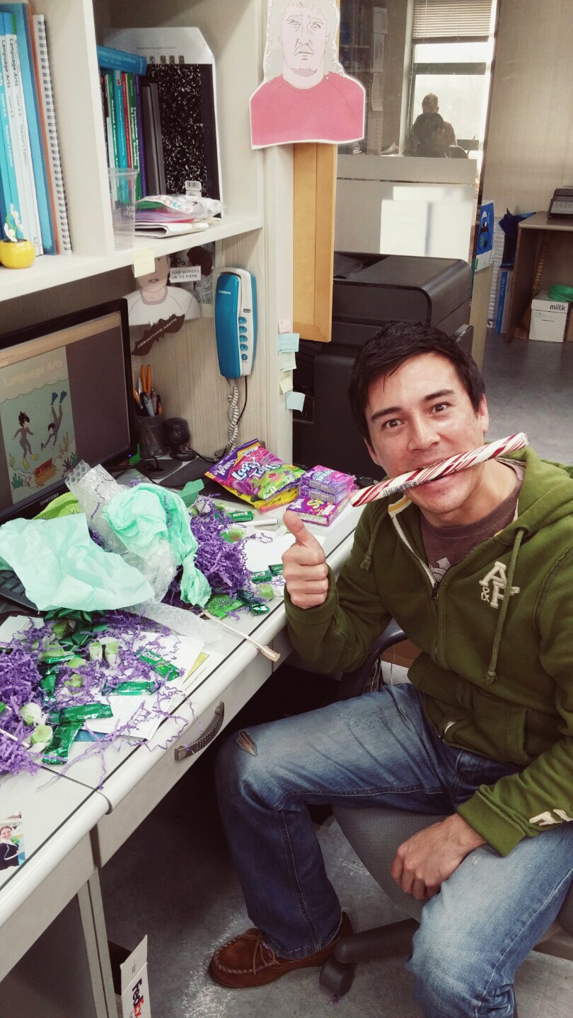 James received the care package which I sent to him in Korea!
