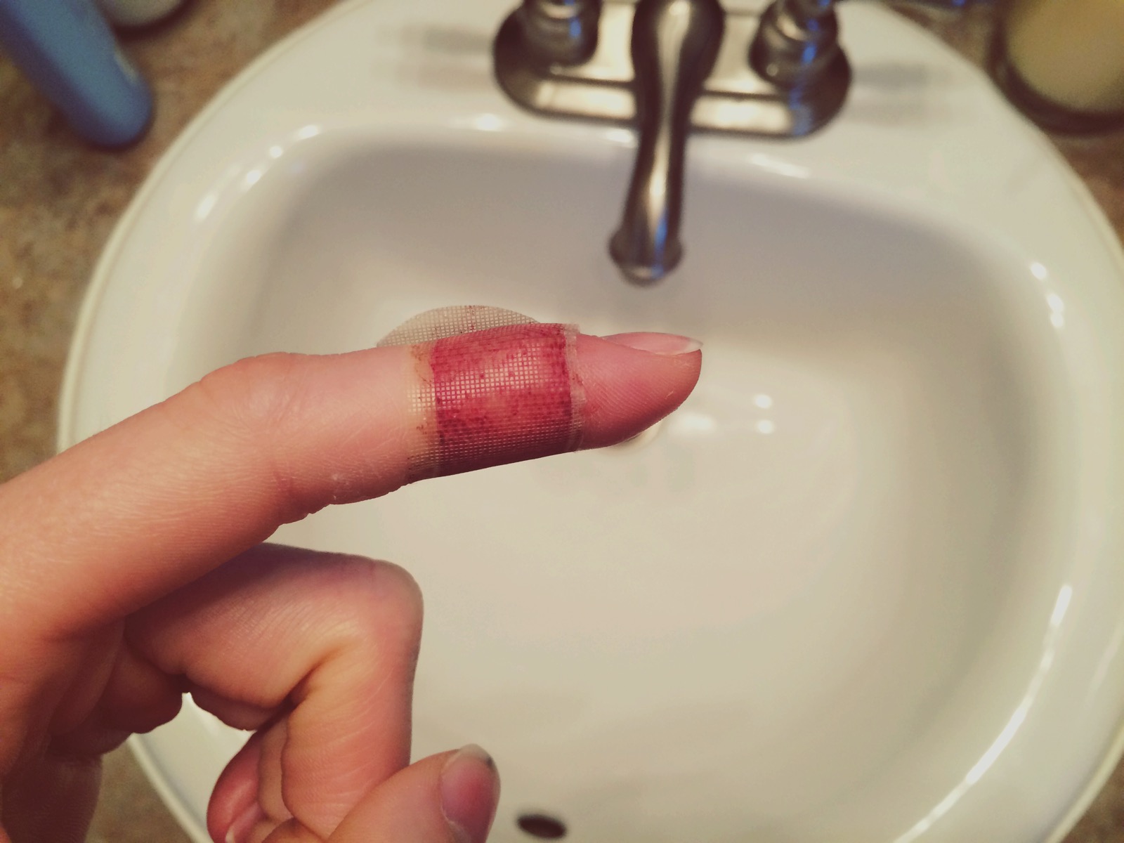 While cutting an avocado, I sliced my finger open, and Marshal had to tend to the melodramatic scene in the kitchen.
