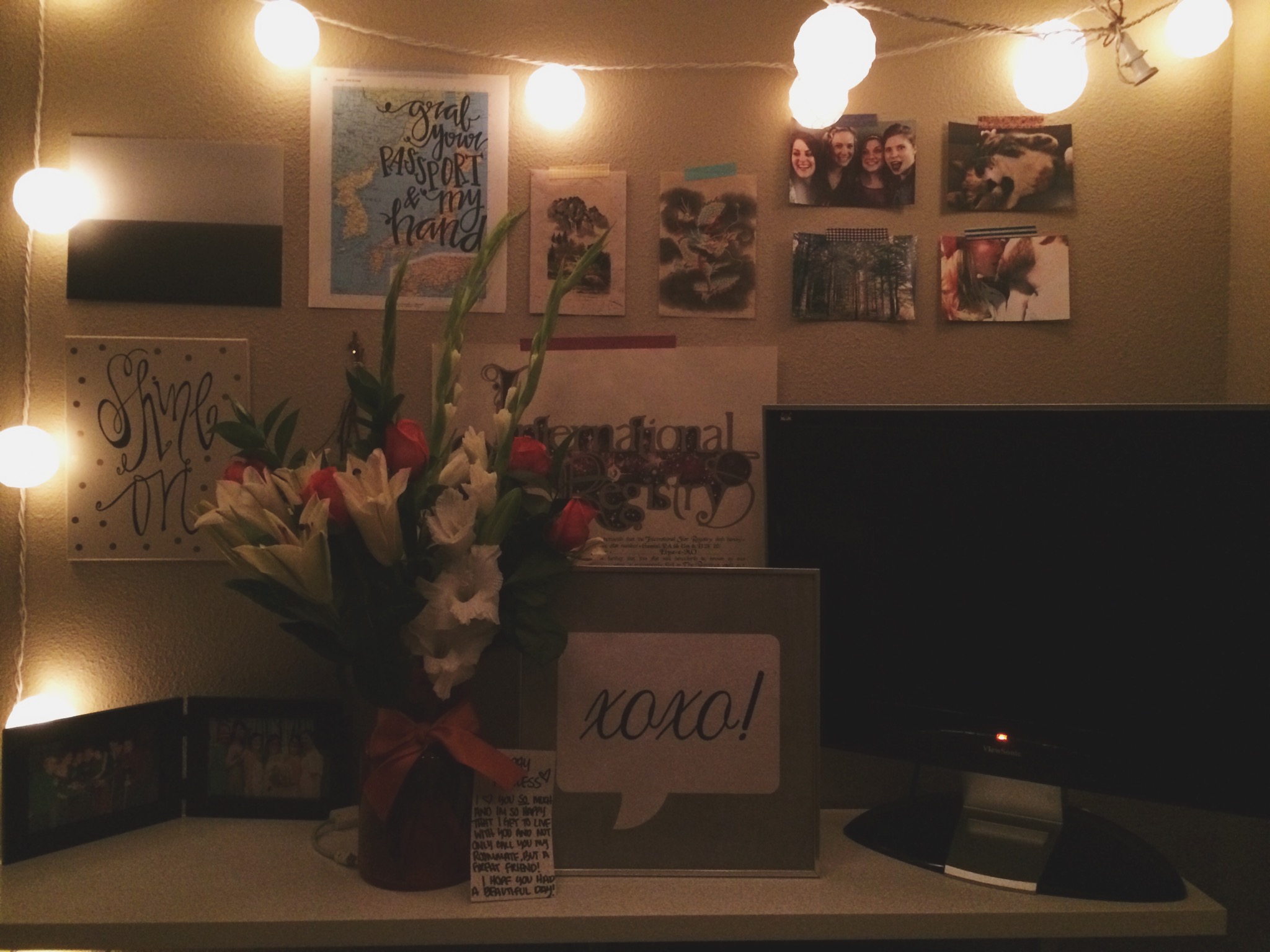 For my birthday, my roommate Amanda got me these flowers and the xoxo! frame. ❤️