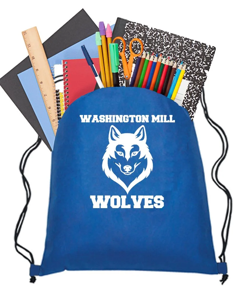 drawstring back pack with supplies-washington mill.jpg
