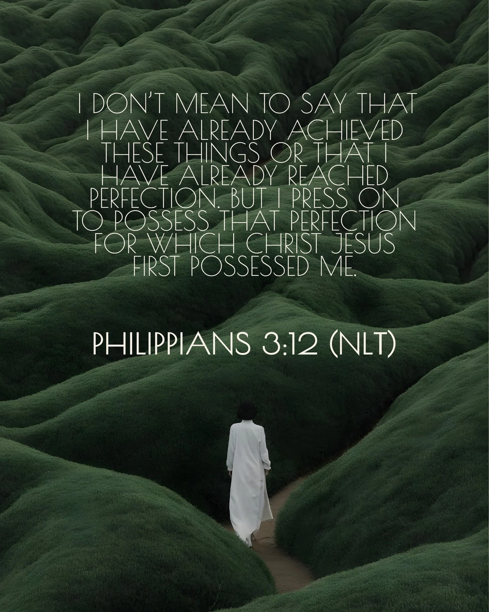 I don&rsquo;t mean to say that I have already achieved these things or that I have already reached perfection. But I press on to possess that perfection for which Christ Jesus first possessed me.

- Philippians 3:12 (NLT) 📖✨
