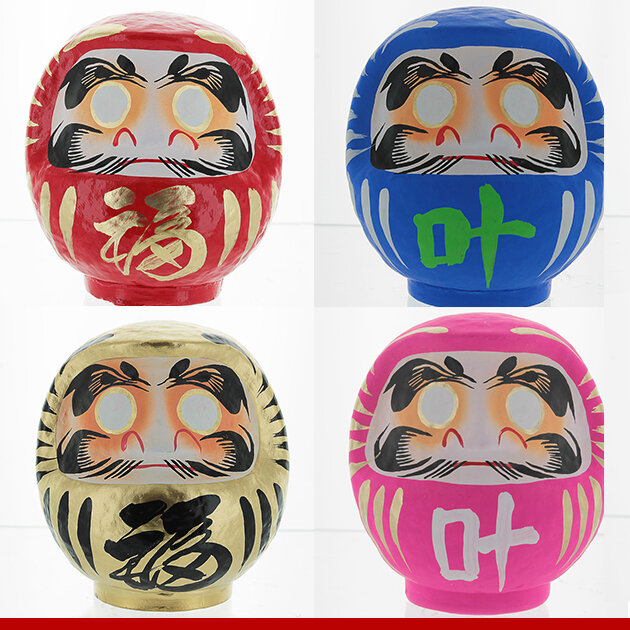SET of 4 Japanese 2.25"H Daruma Doll for Dream Best Wishes Success Made in Japan 