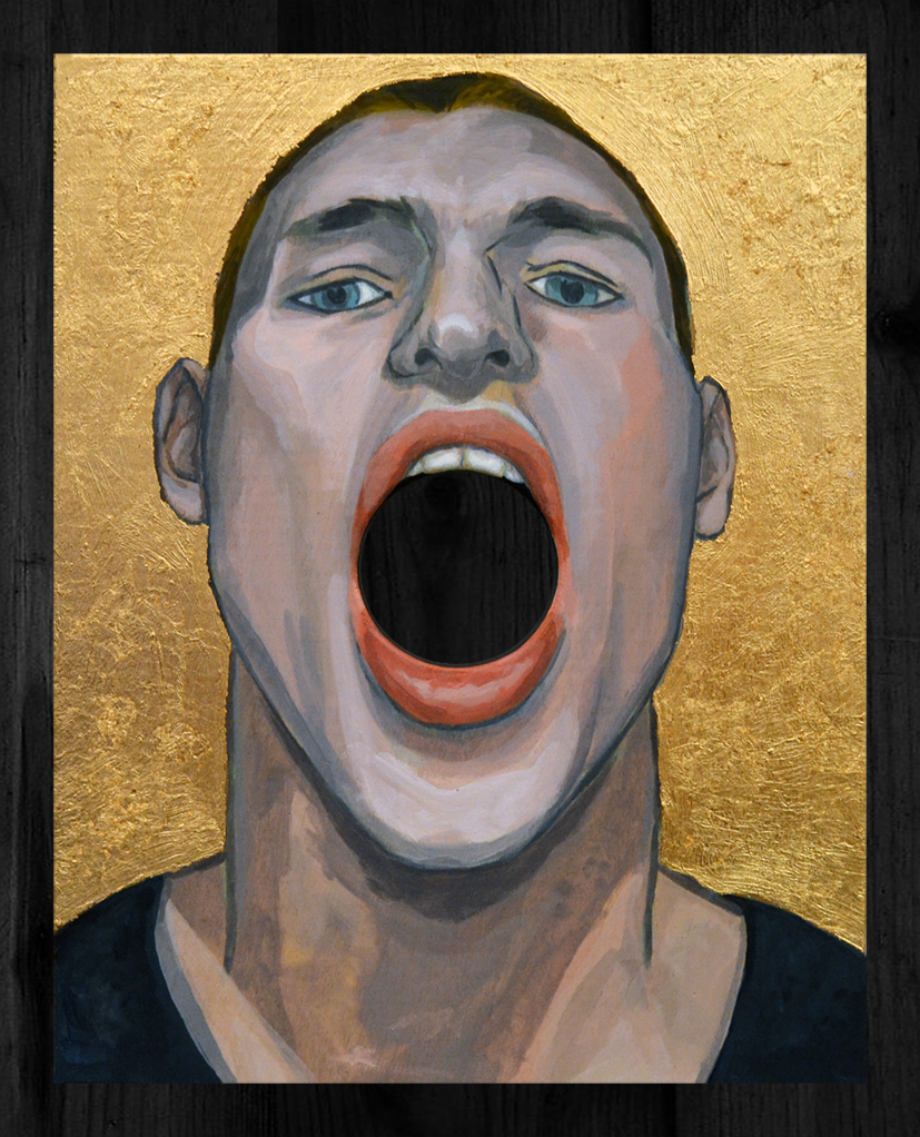 *Communion J.W. Acrylic and gold-leaf on wood. 9.25"x7.25"
