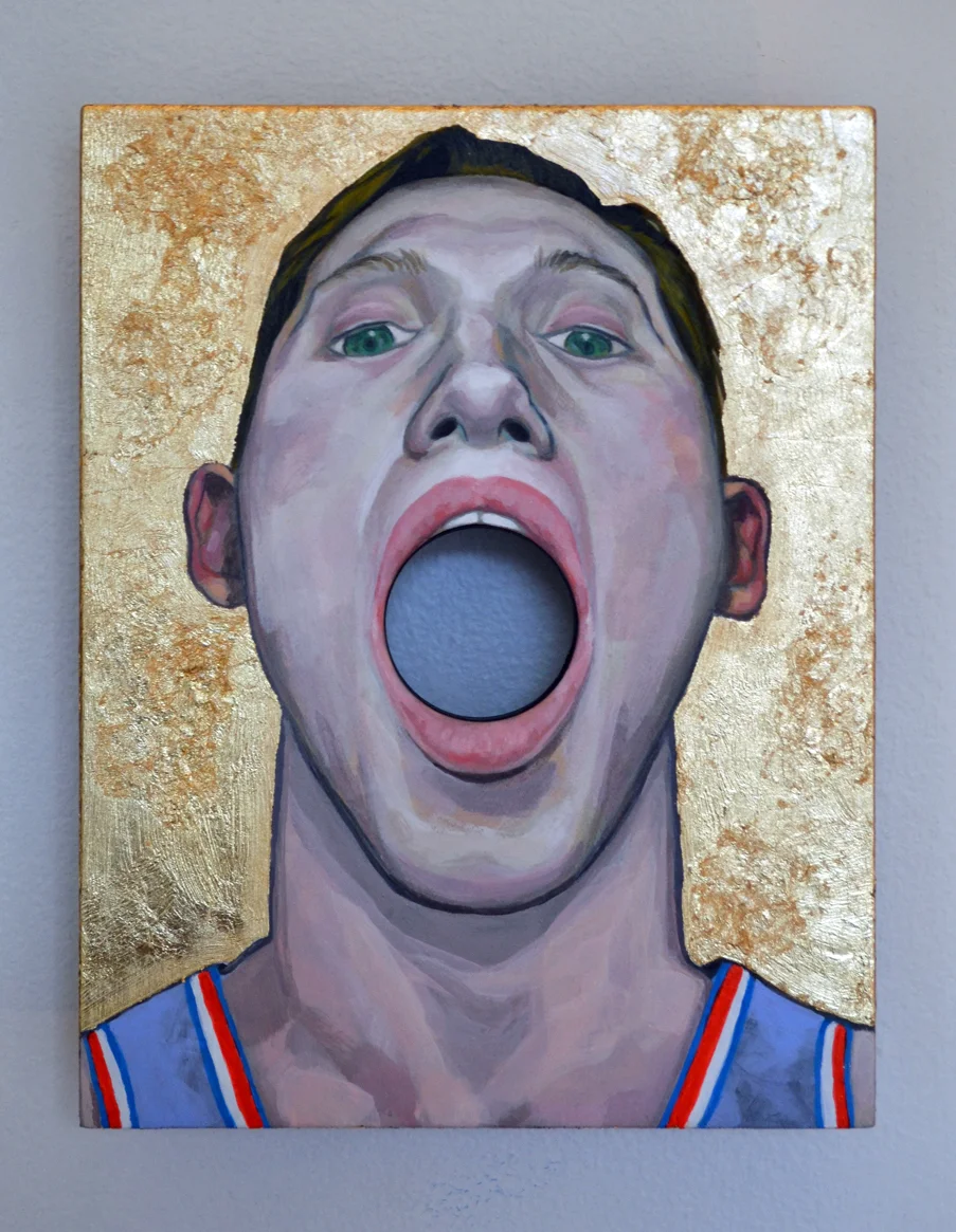 *Communion, Daniel. Acrylic & gold leaf on wood.