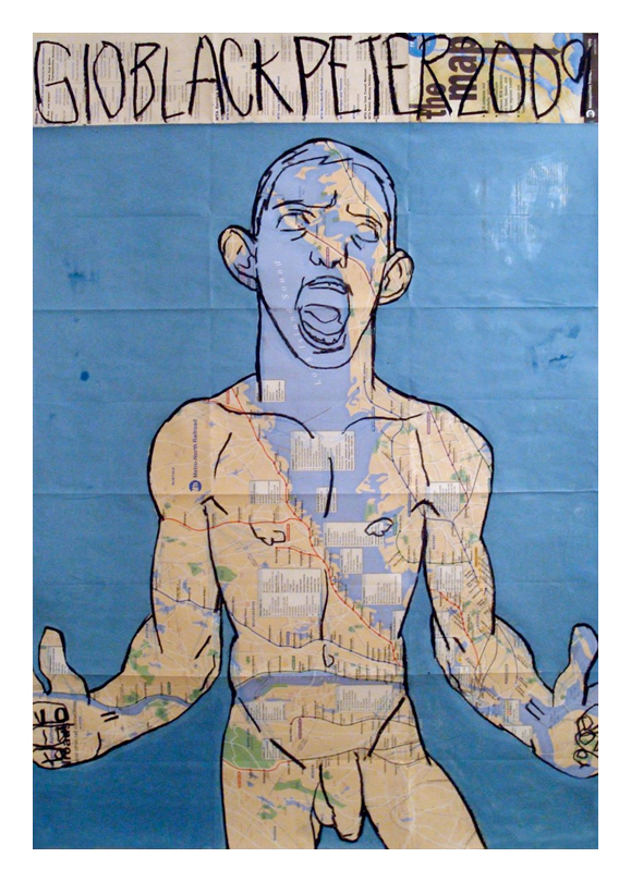 * I Got No Strings. Acrylic & oil pastel on NYC Subway map. 23”x32.5”