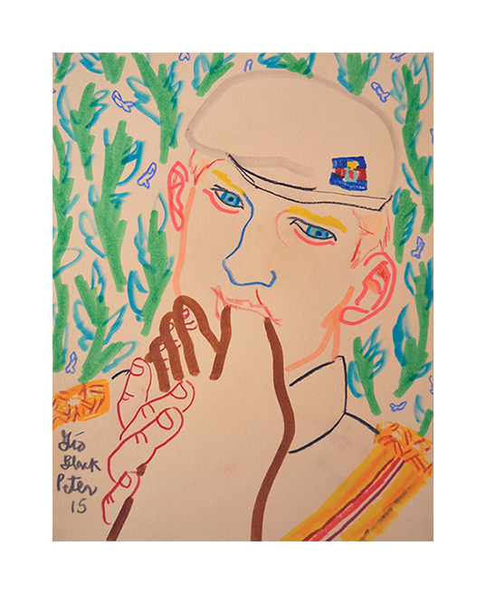 *Royal Footjob. Mixed media on archival paper. 8.5"x11"