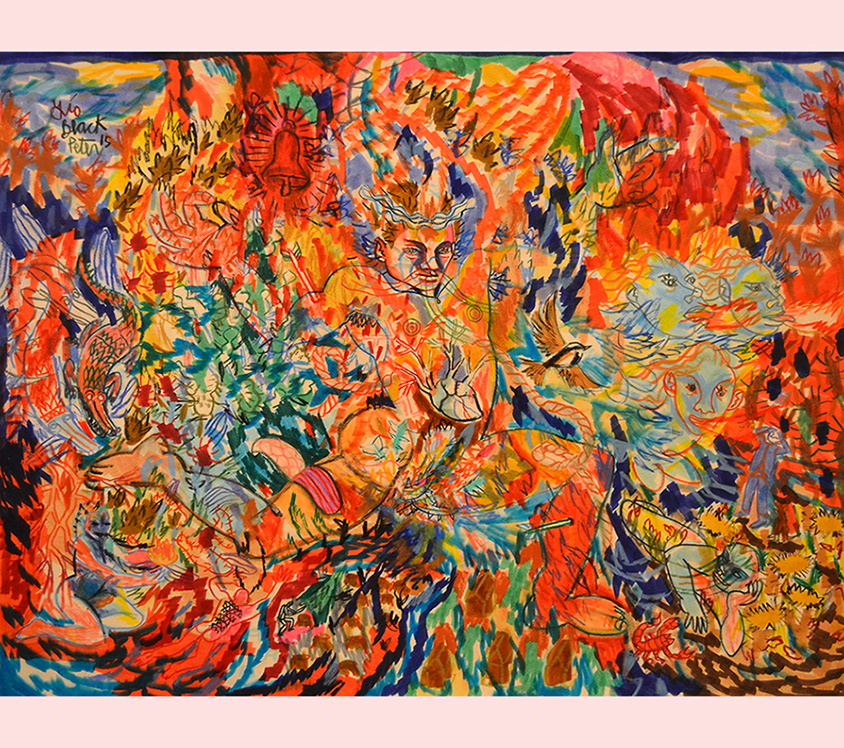 *Teleportation Bird. Mixed media on paper. 19.5"x25.5"