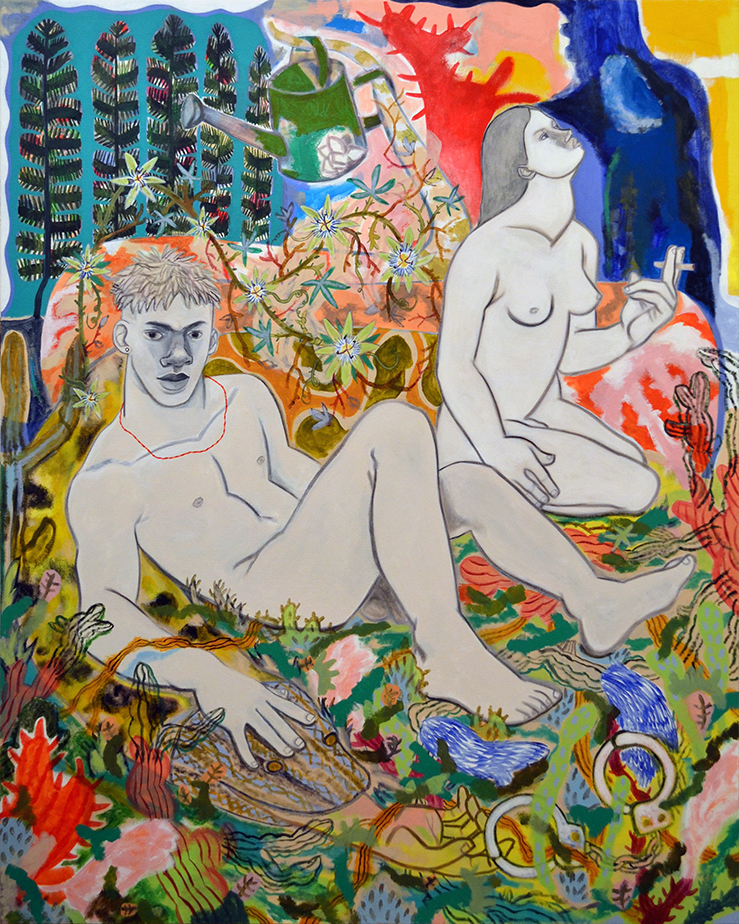 Bad Cops Make Good Snacks. Oil and acrylic on canvas. 48"x58", signed on the back.