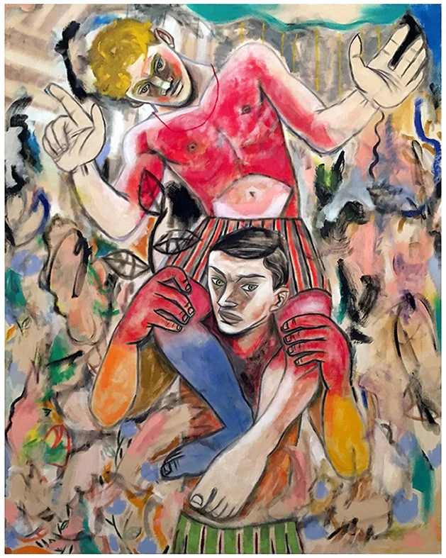 Don't Let Me Down. Oil and acrylic on canvas. Signed on back. 4ft x 5ft