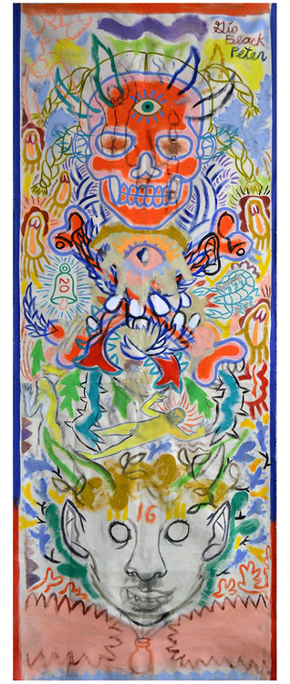 Death Faces of Future Lovers. Acrylic on canvas. 72" x 27.5"