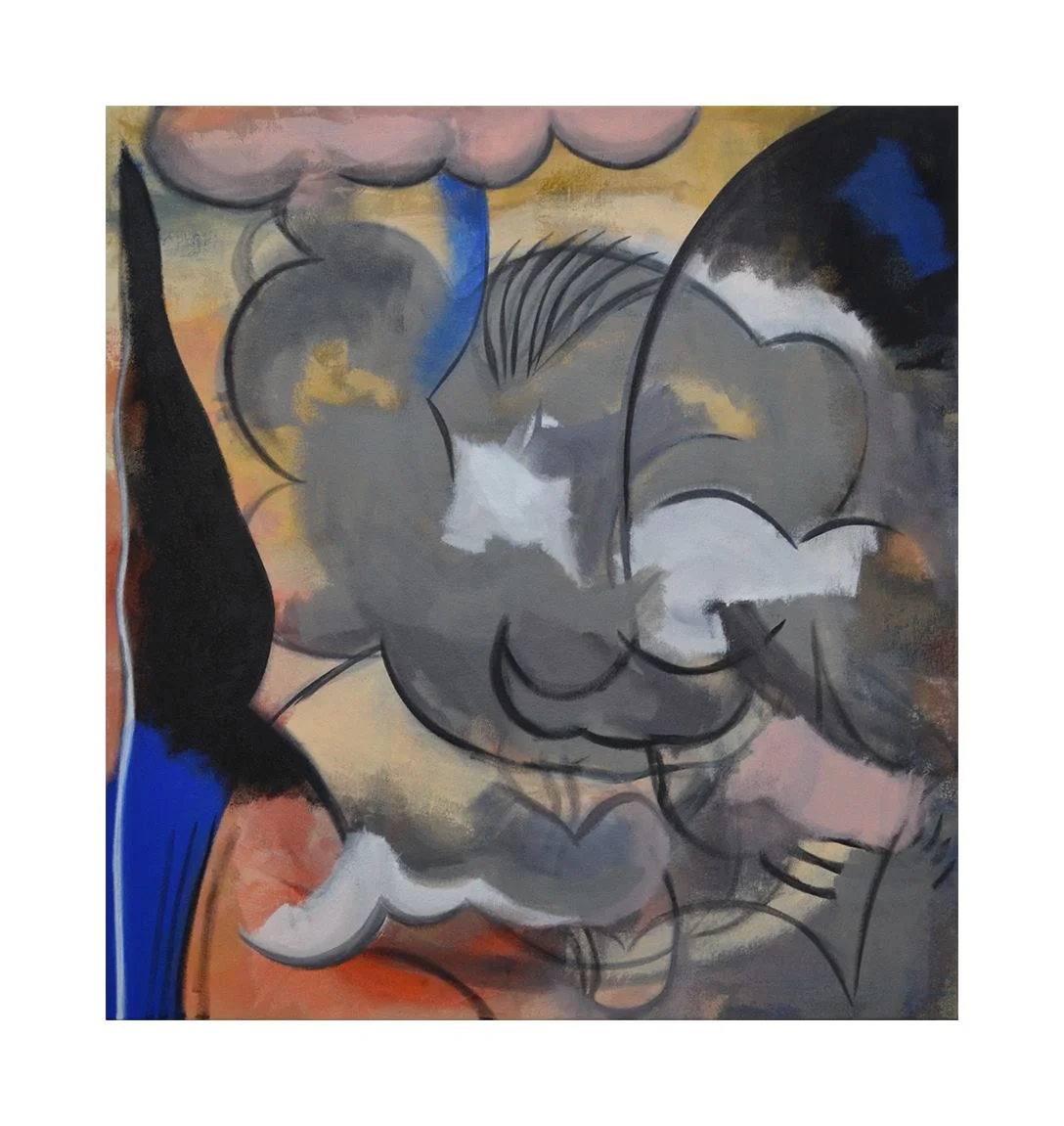 Clouds Over Middo (Michael Smoking). Acrylic on canvas. 24"x30" Signed on reverse. 2018