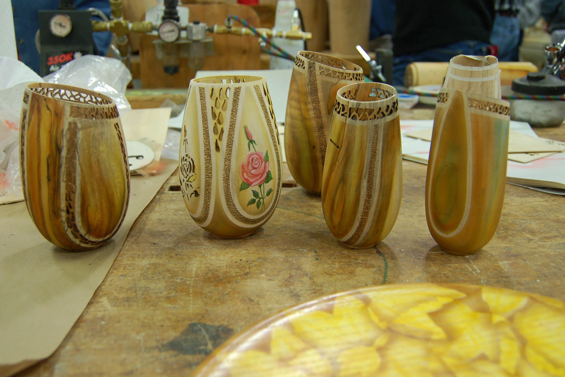  Joyce MeCullough's pierced and airbrushed vessels