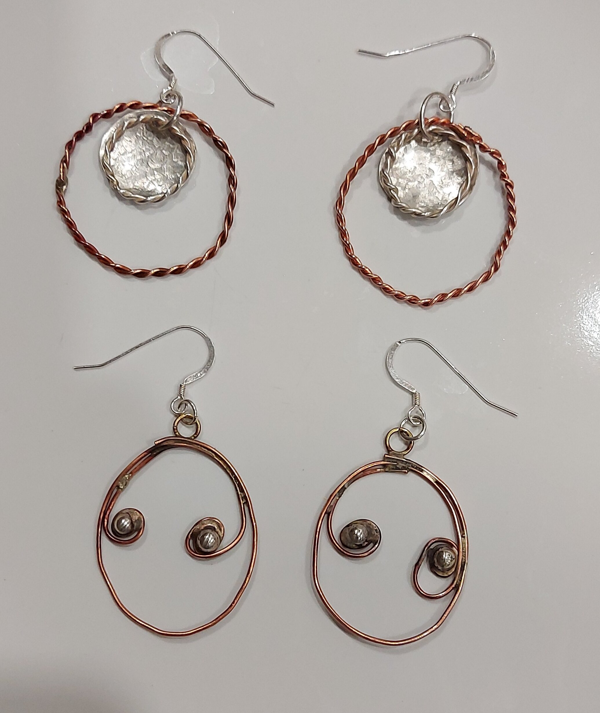 Copper/silver earrings