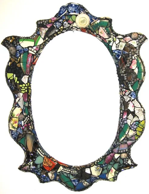 Multicolored Mirror with Black Grout 23x26 $975