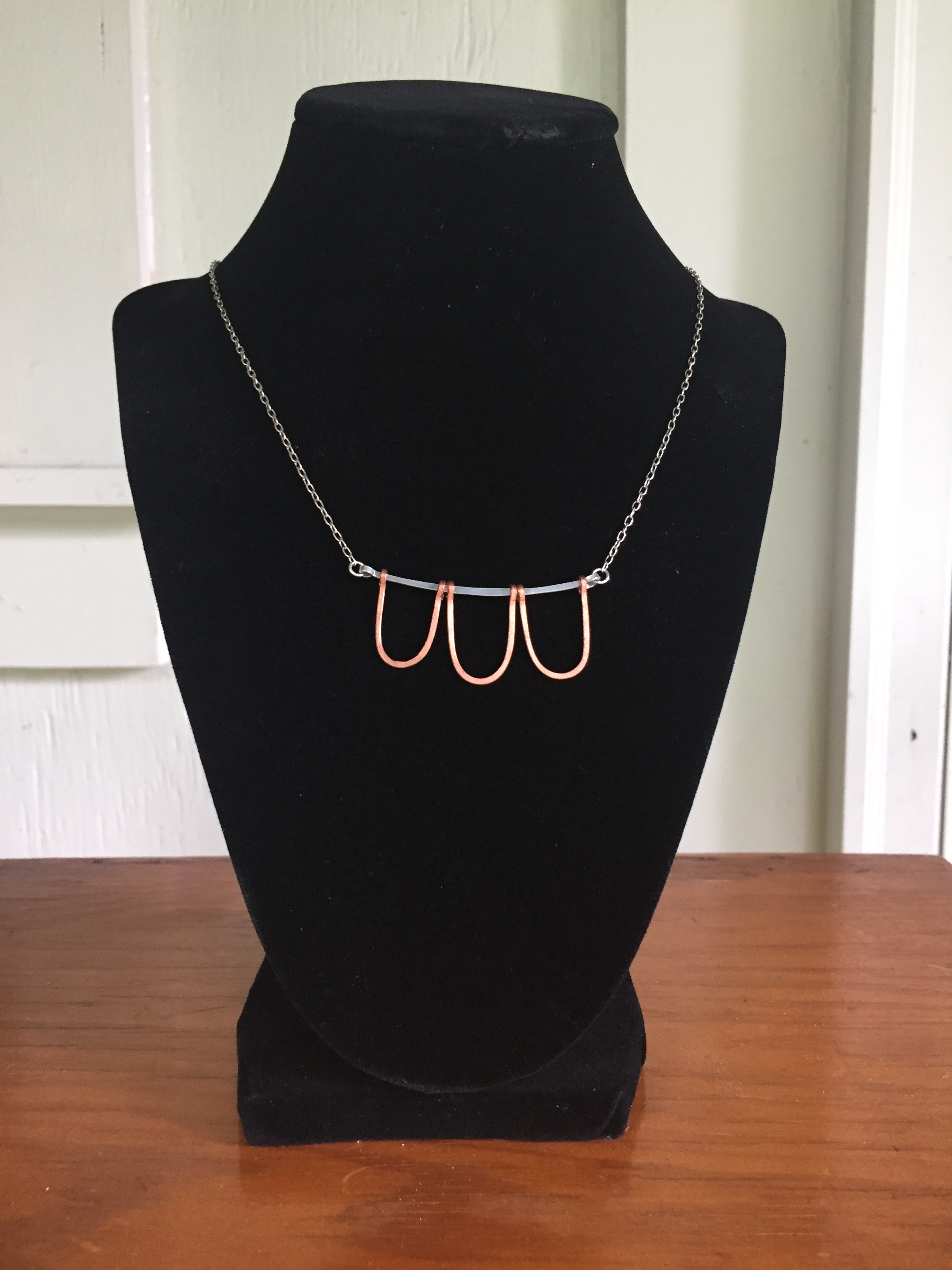 Triple Loop Mixed Metal Necklace - $25