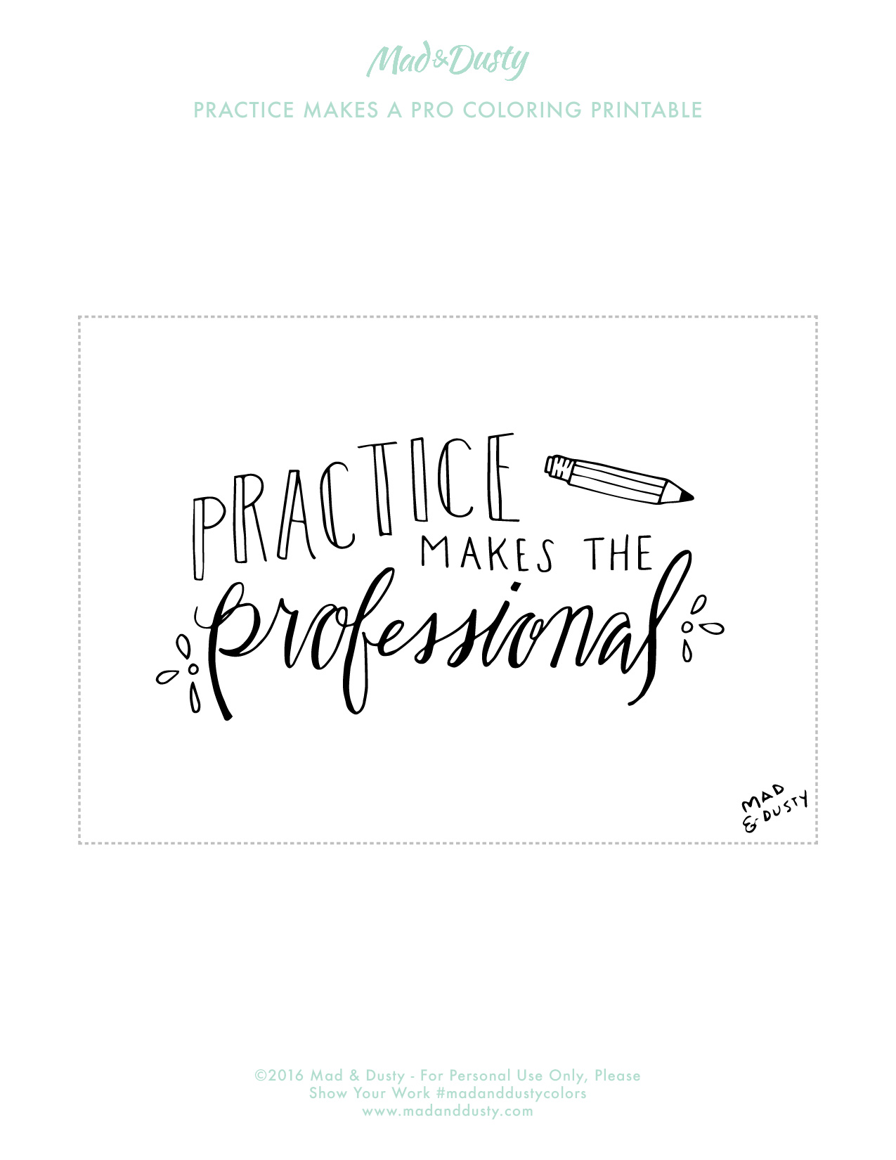 Practice Makes the Professional Quote Coloring Page