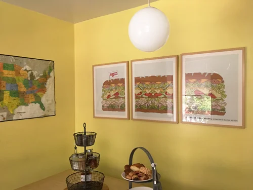 The kitchen, located on the first floor is open thru out the day.