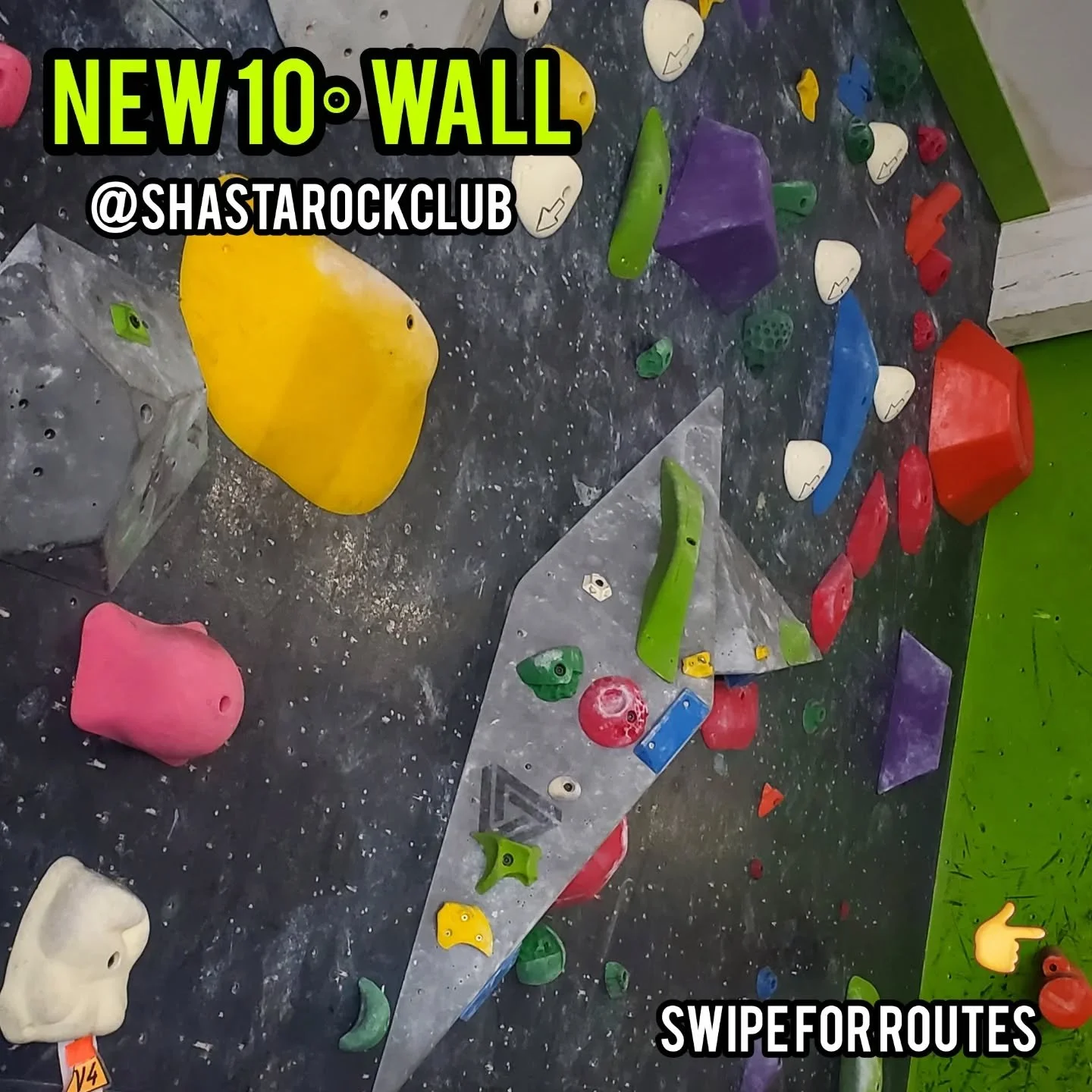 New 10&deg; wall has arrived! It will be our last wall for a couple weeks due to the comp, so we hope you enjoy this week's wall. There's lots of fun technical routes and unique beginner routes. We will see you soon :)

#rockclimbing #routeset #route