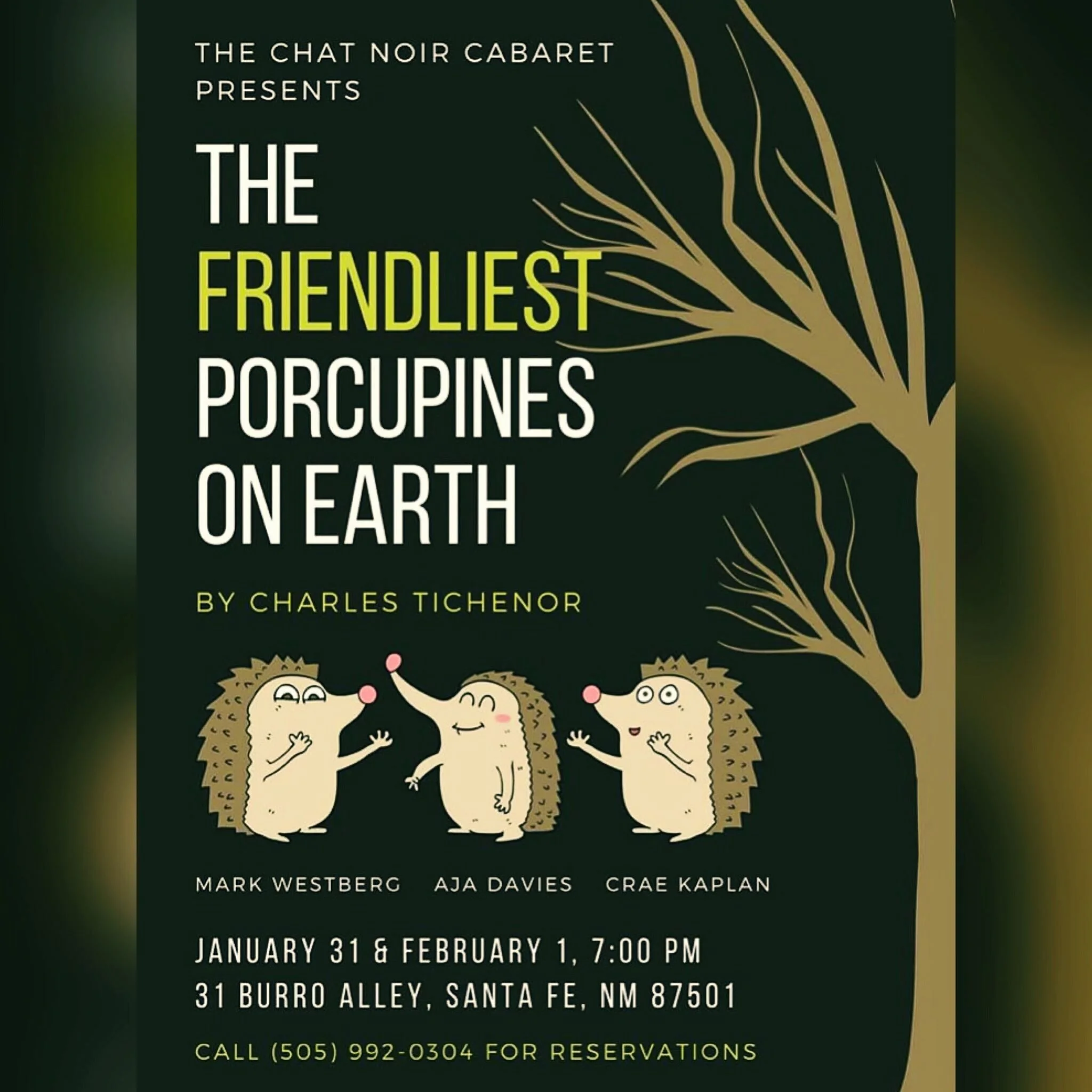 "The Friendliest Porcupines on Earth" LIVE at Chat Noir Cabaret 2020