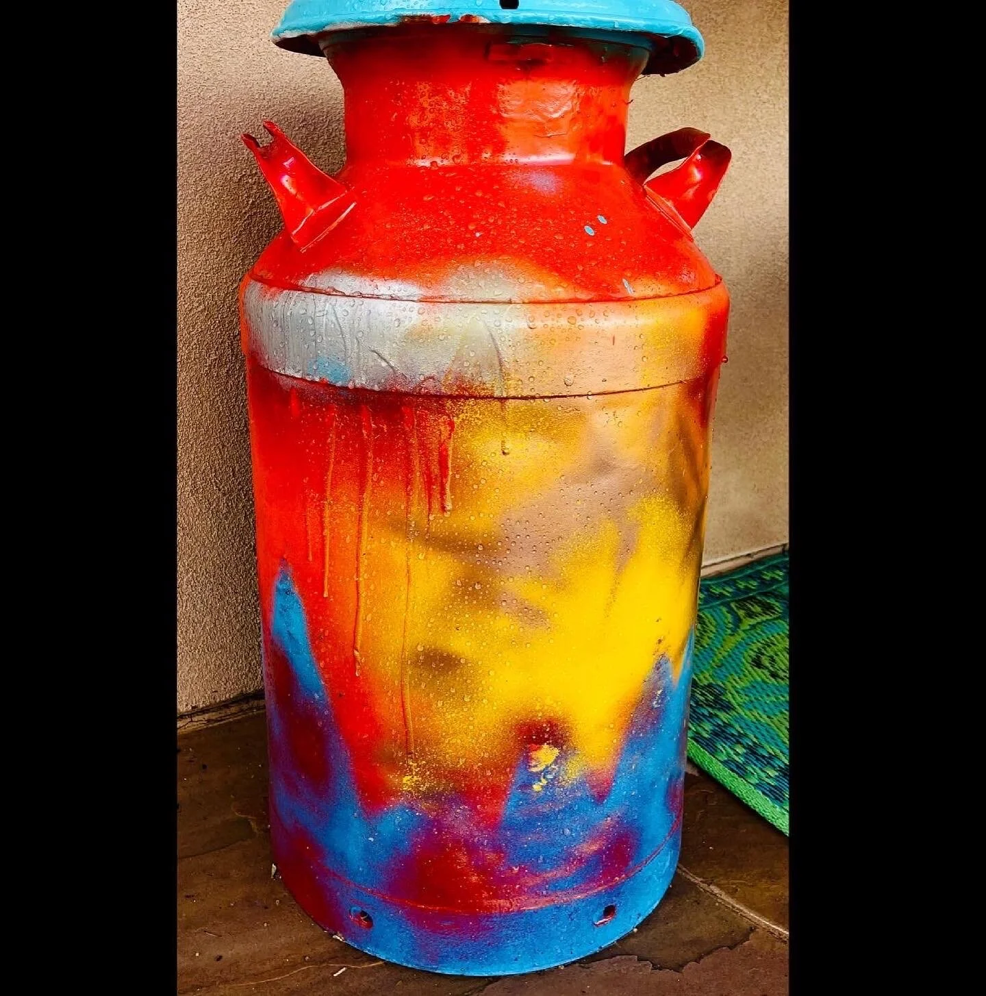 Spray Paint Sunset on Milk Can 
