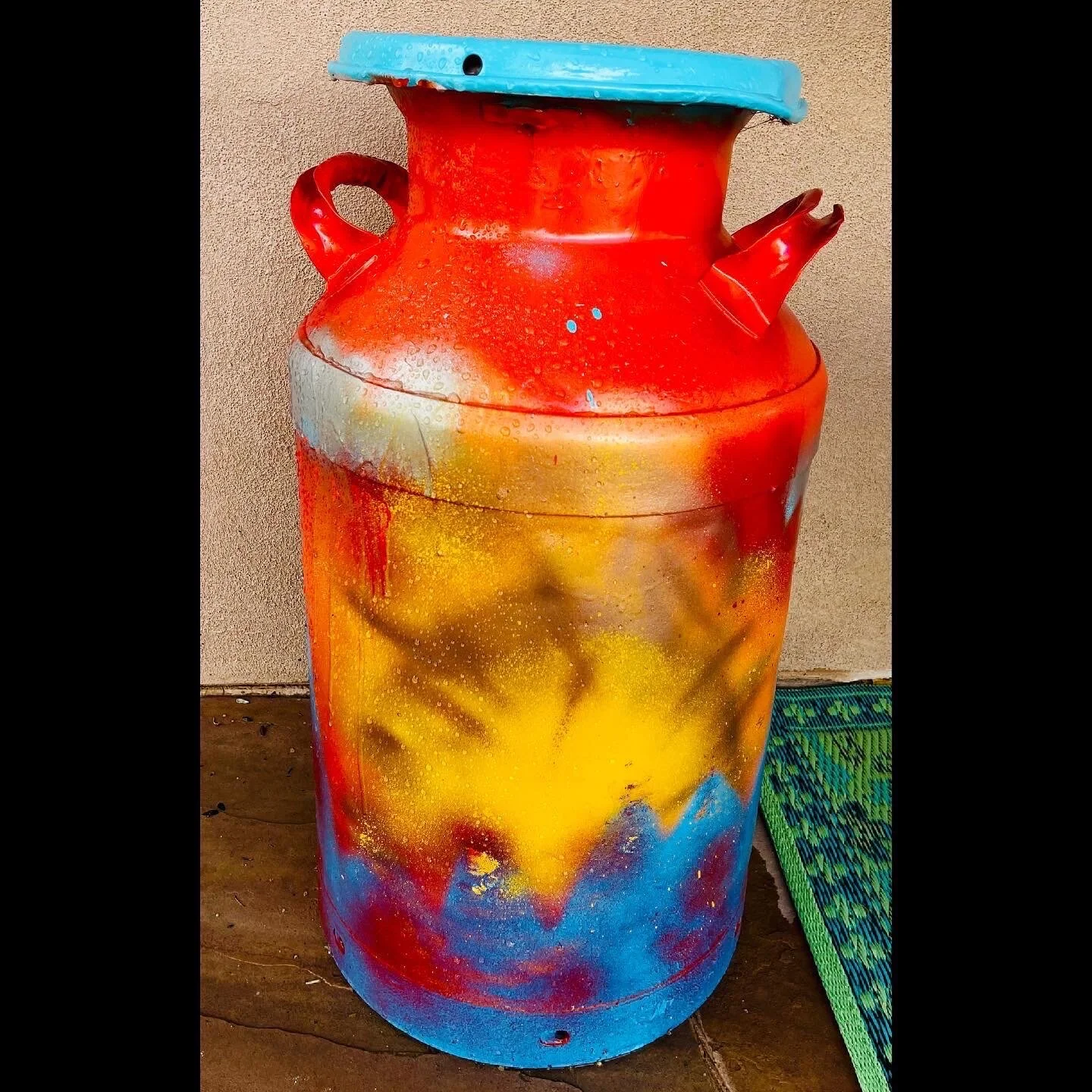 Spray Paint Sunset on Milk Can 