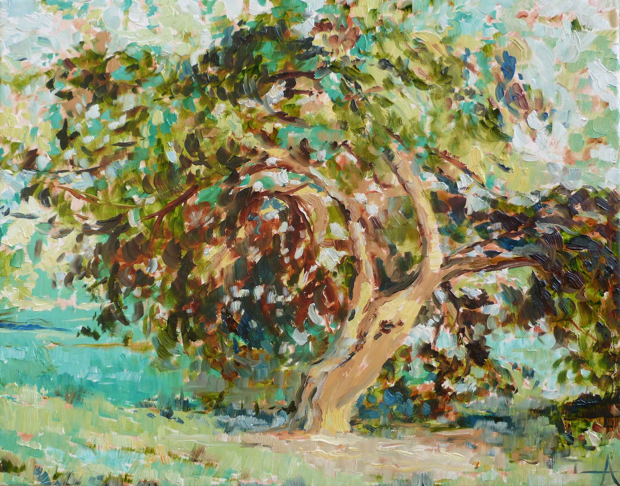 SOLD, The Climbing Tree, Copyright 2013 Hirschten, Oil on Canvas, 16" x 20"