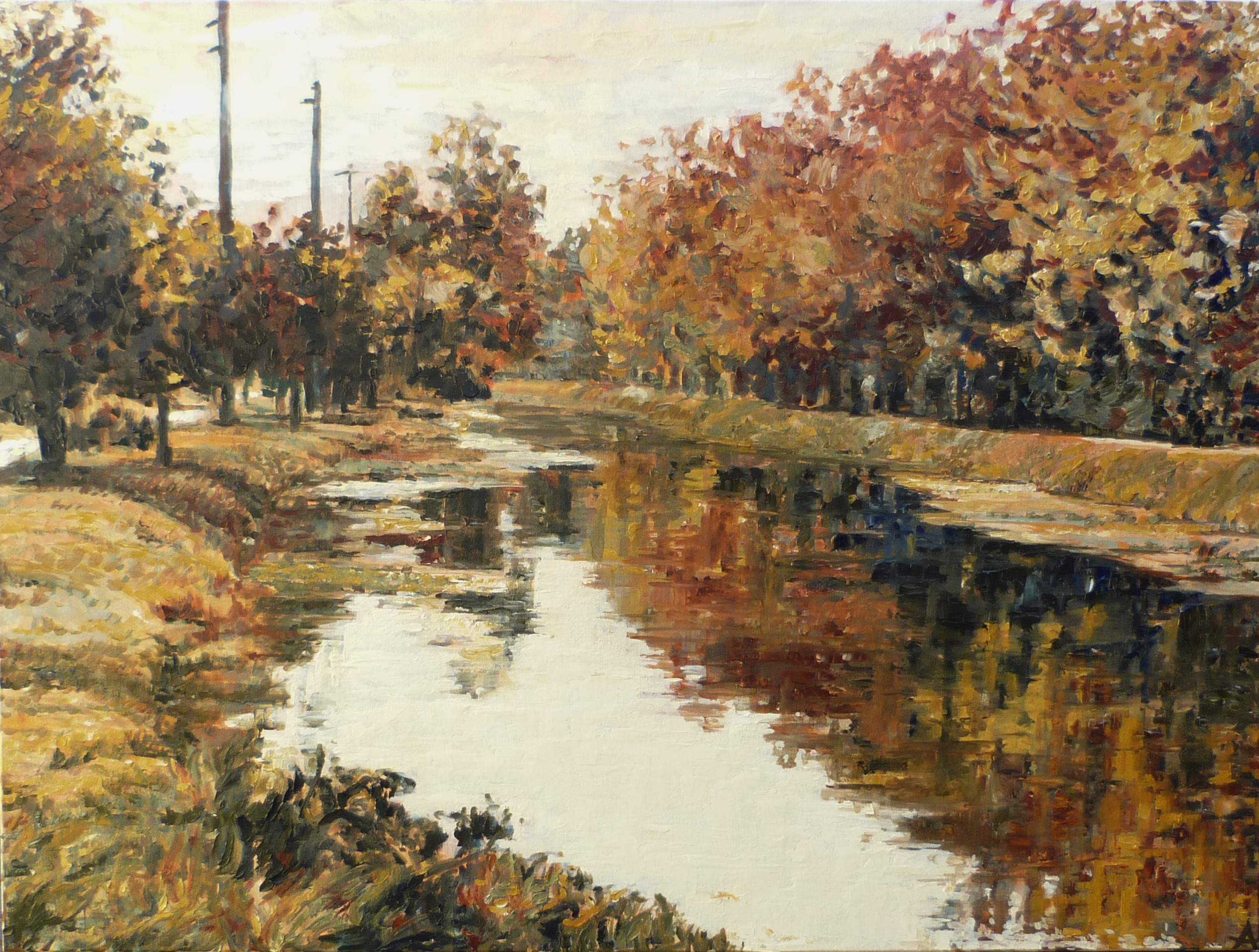 SOLD, Autumn in Indianapolis, Copyright 2013 Hirschten, Oil on Canvas, 30" x 40"