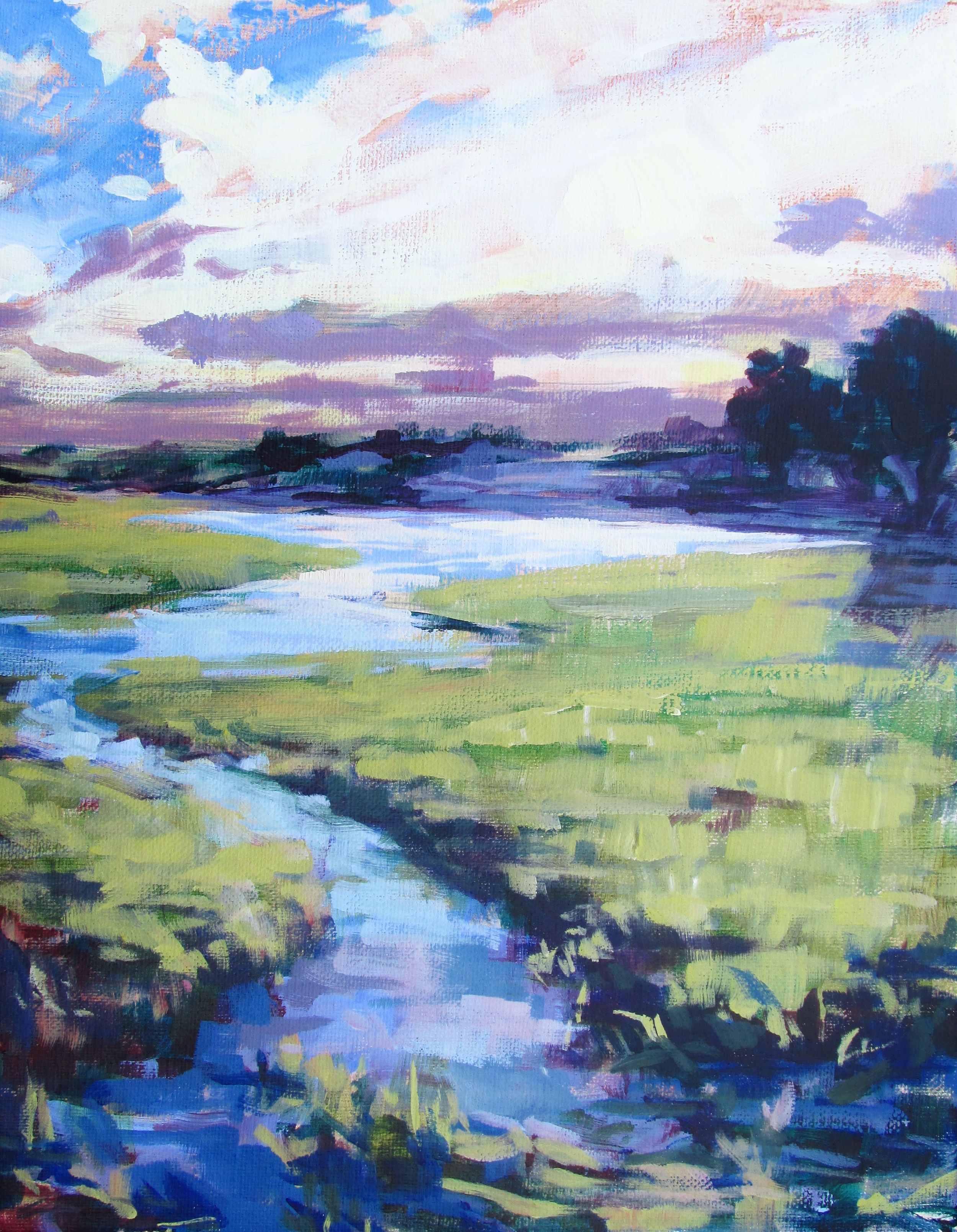 SOLD, The End of the Stream, Copyright 2014 Hirschten, Acrylic on Canvas, 11" x 14"
