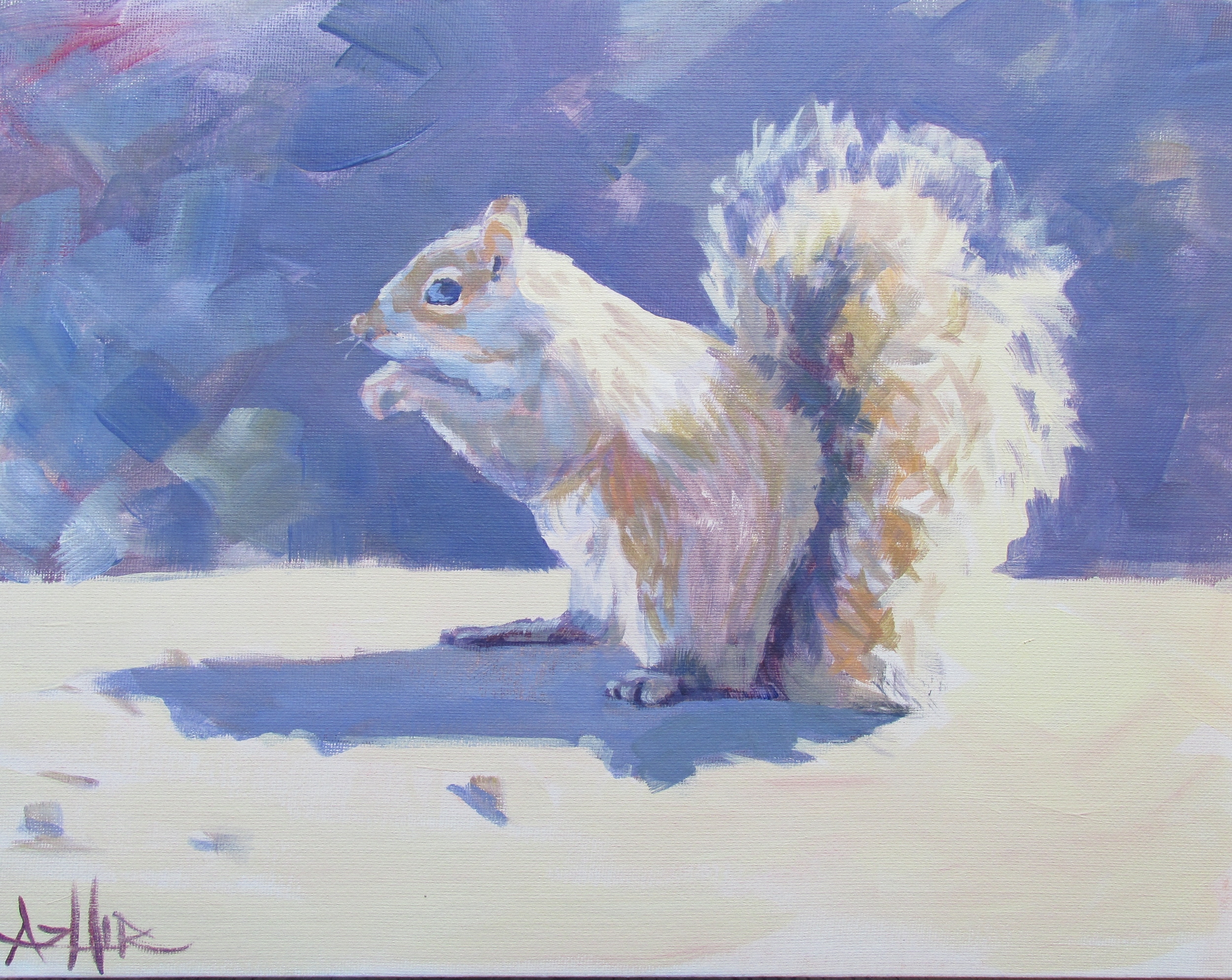SOLD, Mr. Squirrel, Copyright 2015 Hirschten, Acrylic on Canvas 11" x 14"