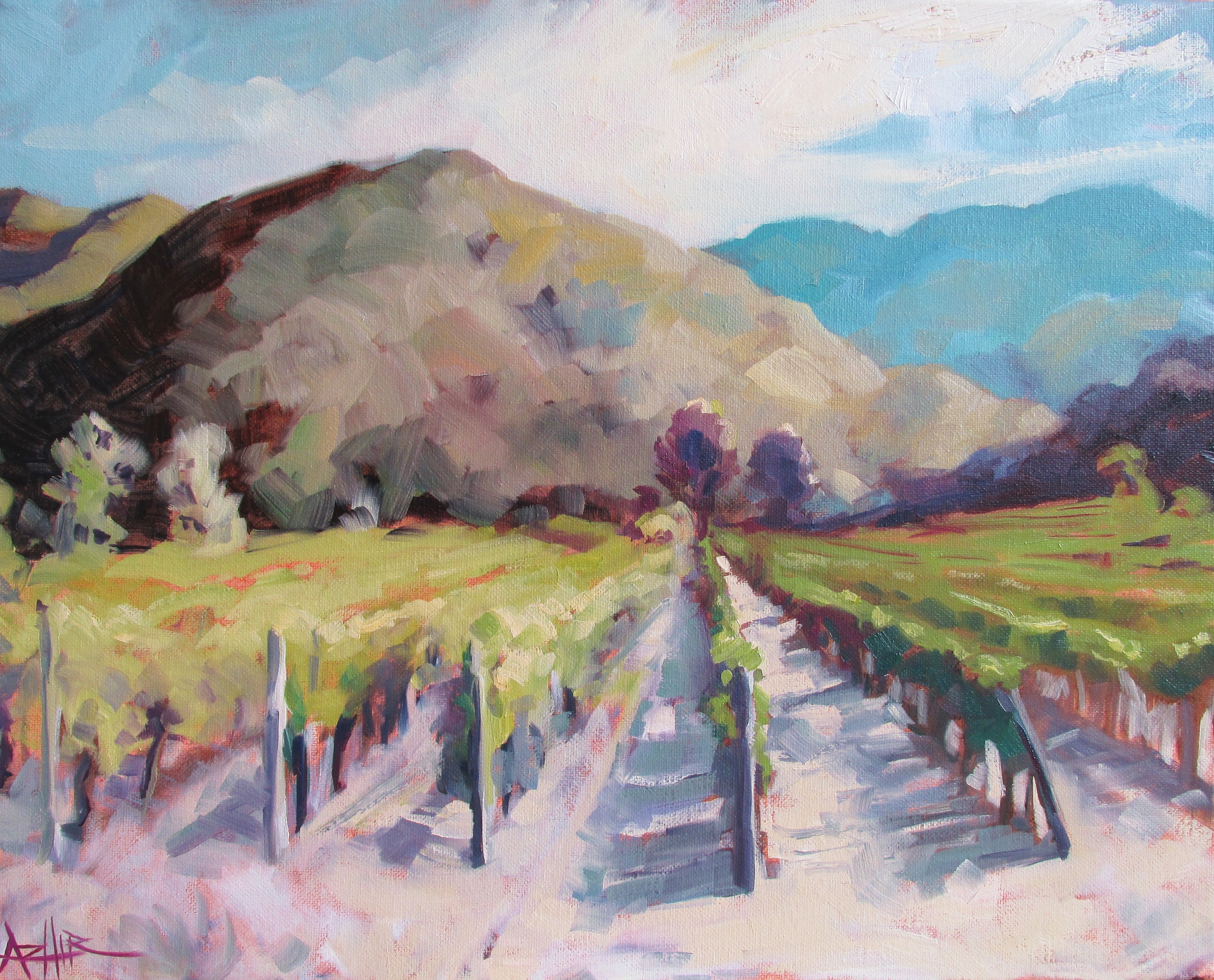 SOLD, View in Tuscany, Copyright 2016 Hirschten, Oil on Canvas, 16" x 20"