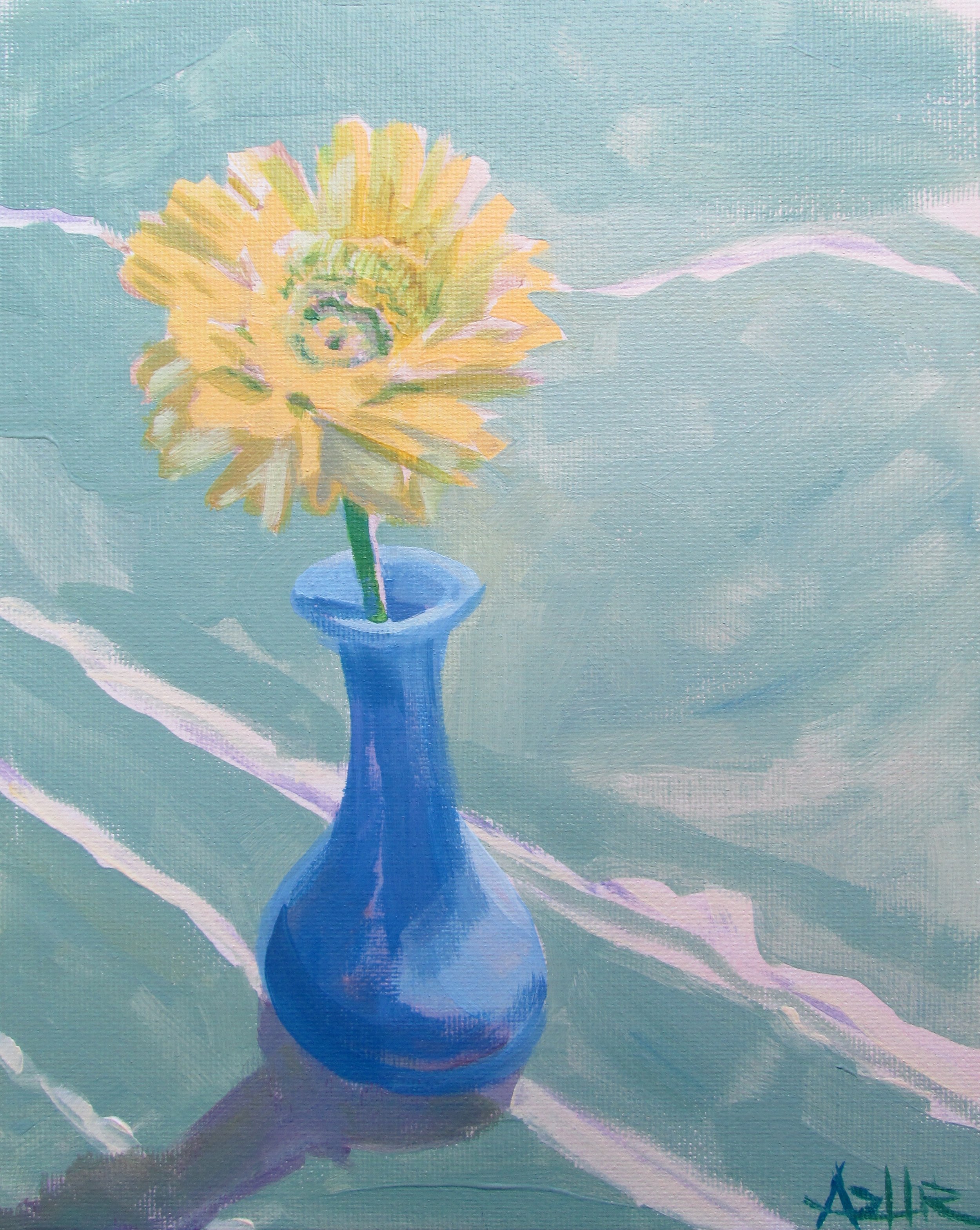 SOLD, Sunshine in a Bottle, Copyright 2016 Hirschten, Oil on Canvas, 8" x 10"