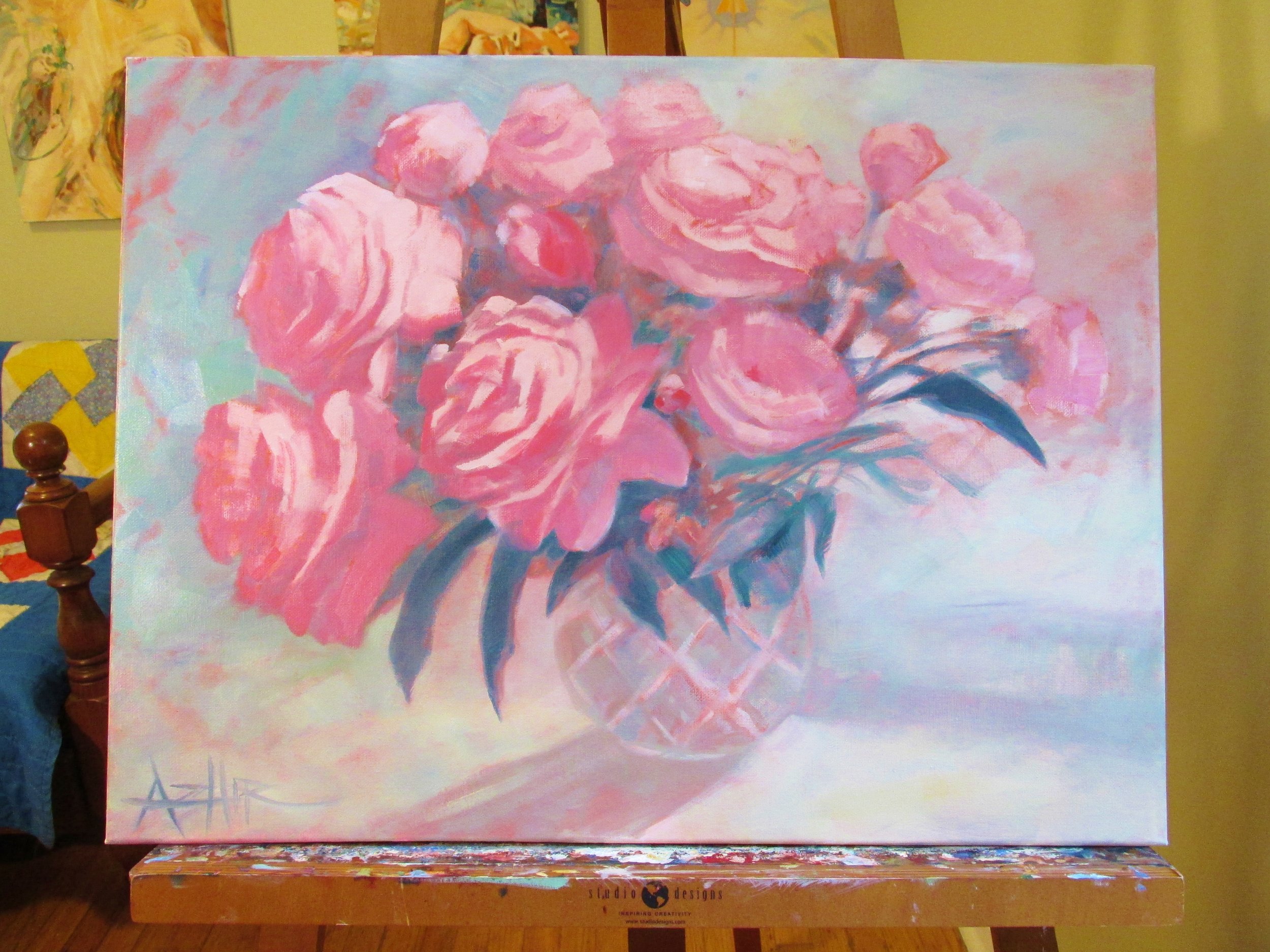 SOLD, Peonies Commission, Copyright 2016, Oil on Canvas, 18" x 24"