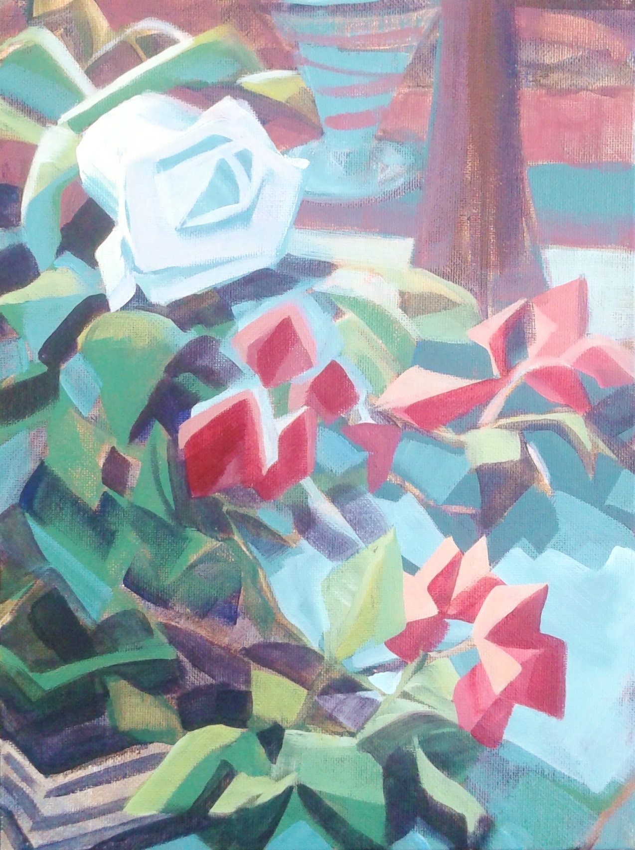 Cubist Still Life, SOLD Copyright 2017, Acrylic on Canvas, 11" x 14"