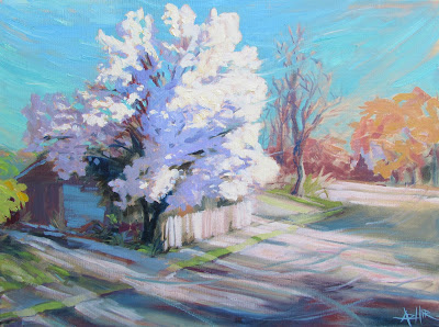 SOLD, The Wind Through the Trees on Primrose Street, Copyright 2016, Oil on Canvas, 16" x 20"
