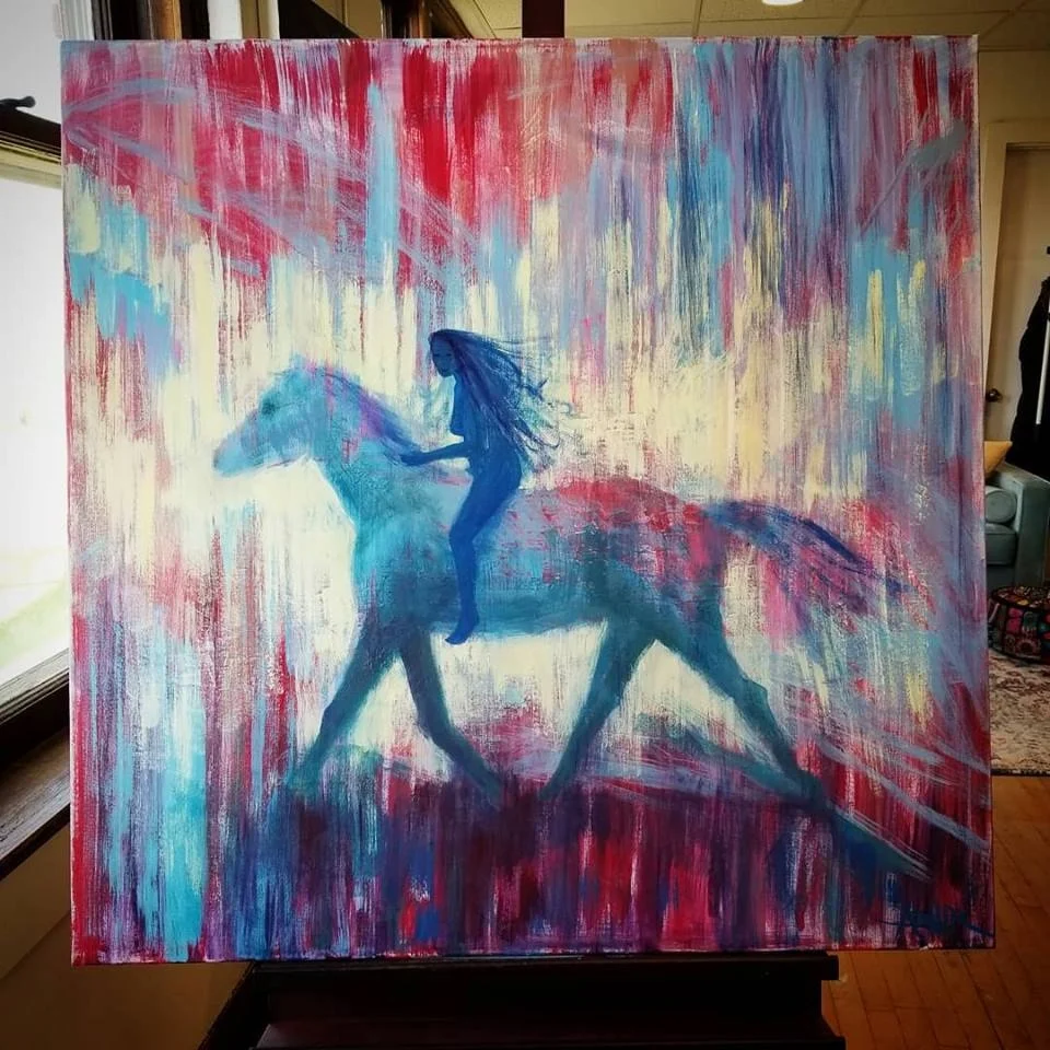 SOLD, Lady Godiva, Acrylic on Canvas, Copyright 2019 Hirschten
