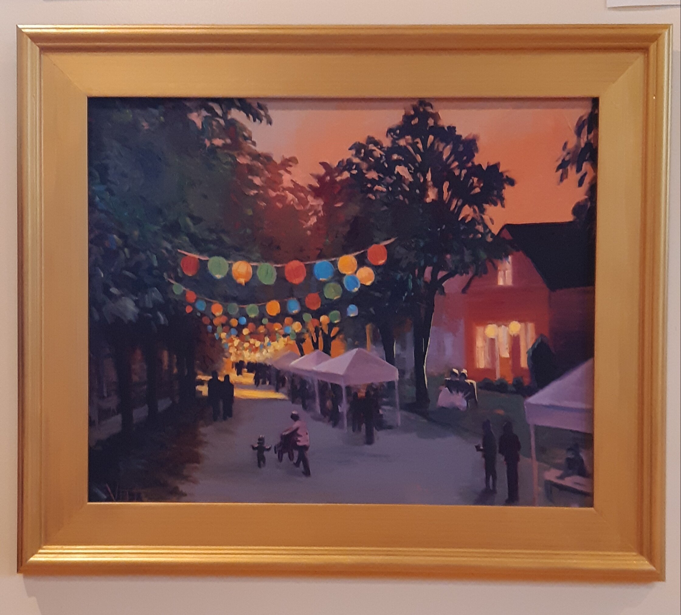 SOLD, The Cottage Home Block Party Painting Commission, Oil on Canvas, Copyright 2020 Hirschten