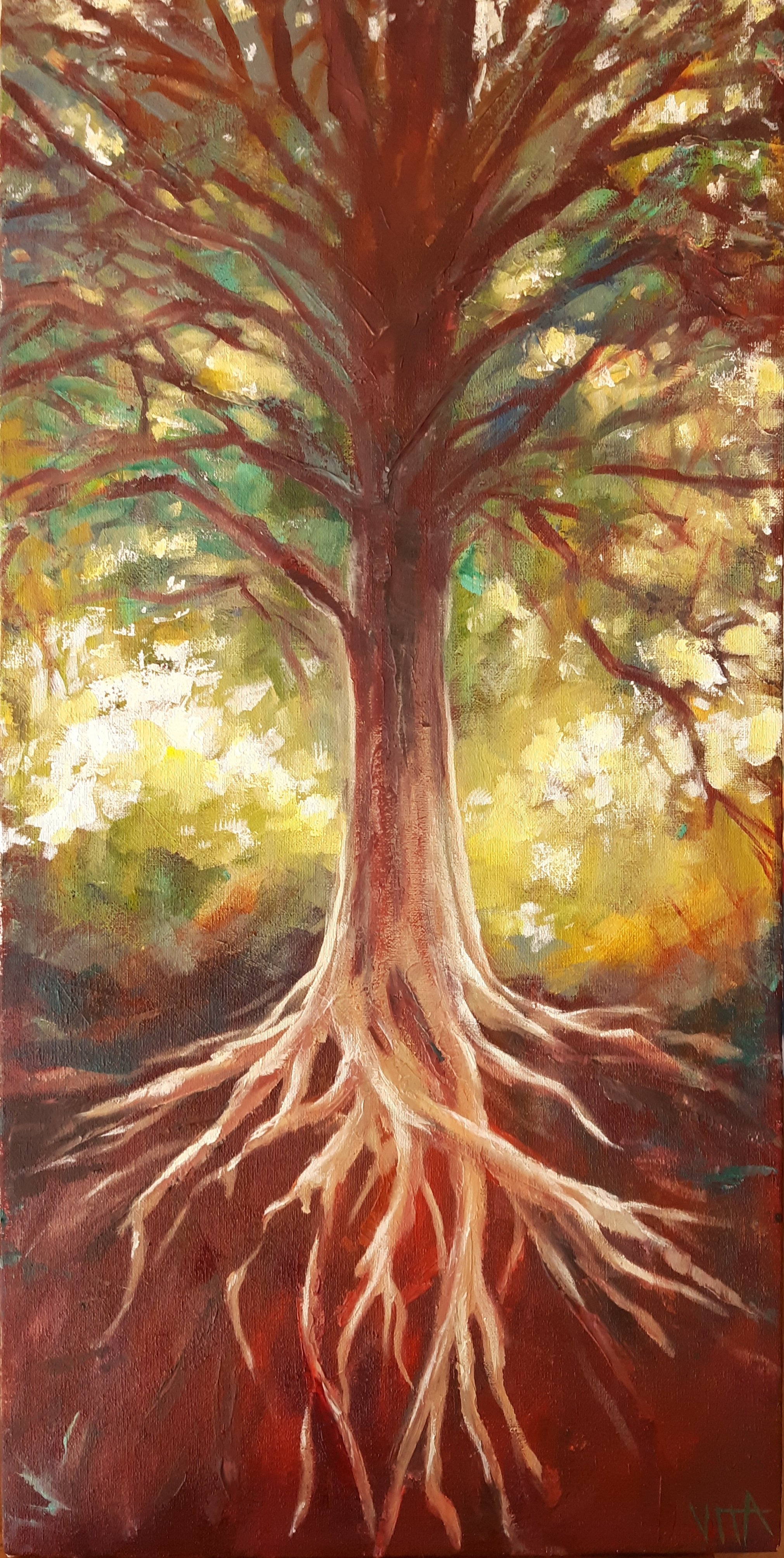 SOLD, Roots Painting, Acrylic on Canvas, Copyright 2021 Hirschten
