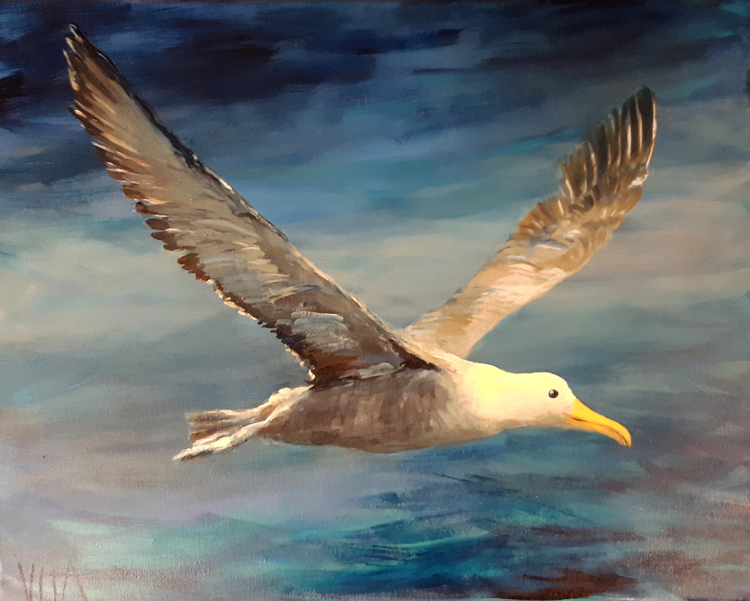 SOLD, Albatross Commission Painting, Acrylic on Canvas, Copyright 2021 Hirschten