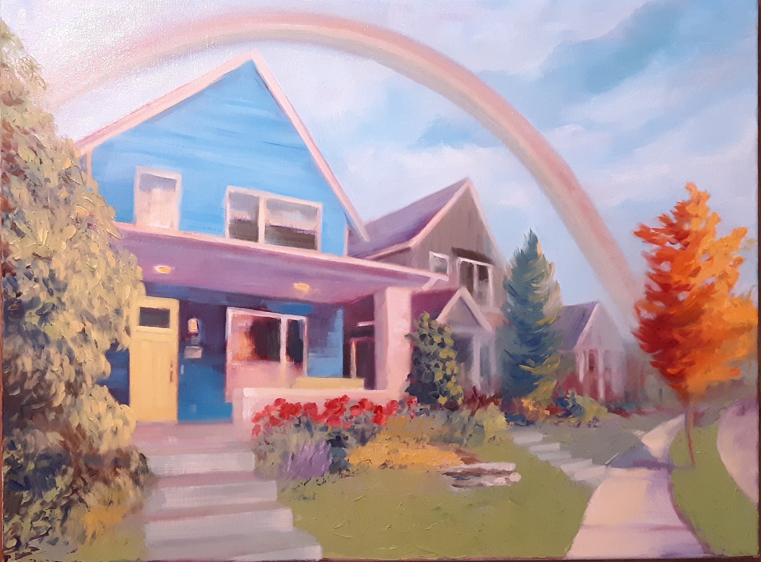 SOLD, The Rainbow House Commission, Oil on Canvas, Copyright 2022 Hirschten