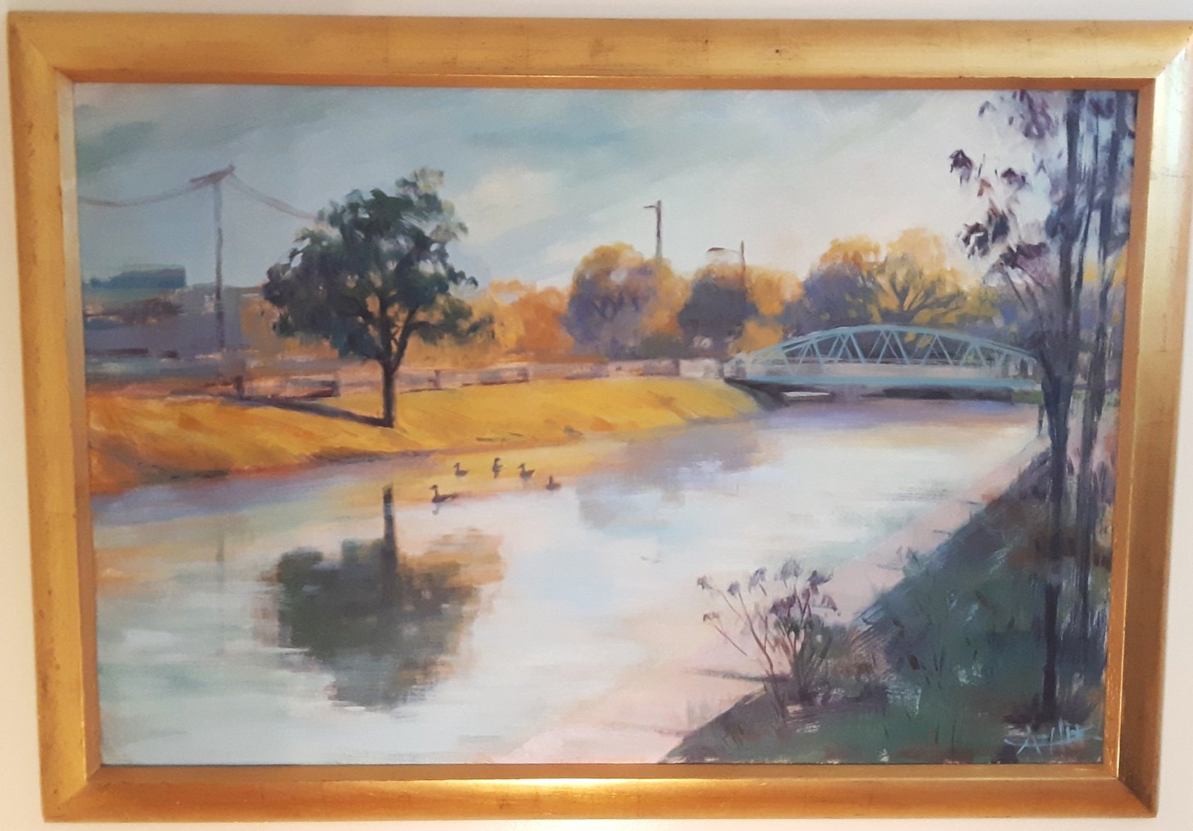 SOLD, Broad Ripple Canal, Acrylic on Canvas, Copyright 2020 Hirschten