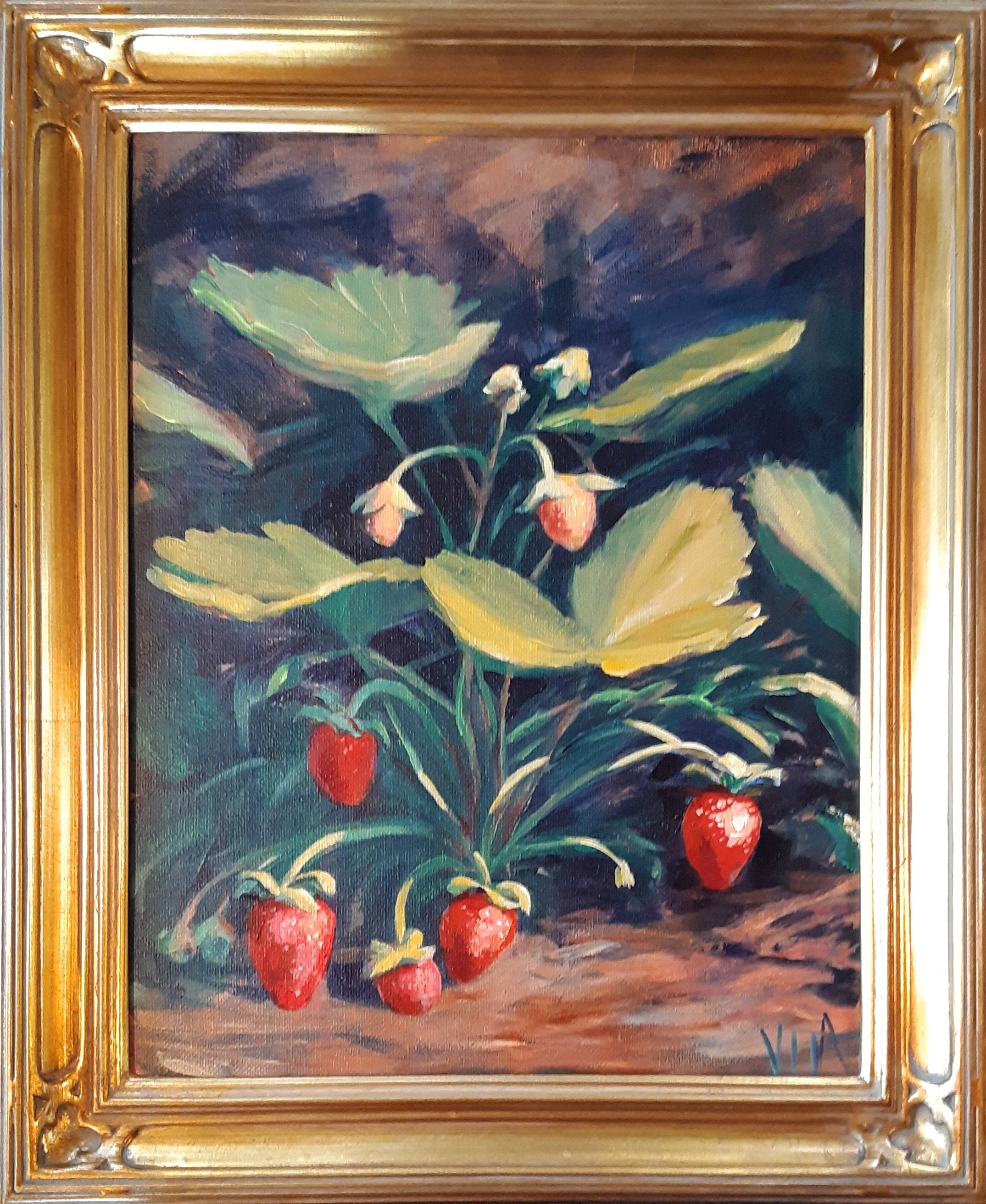 SOLD, Strawberry Season, Oil on Canvas, Copyright 2021 Hirschten